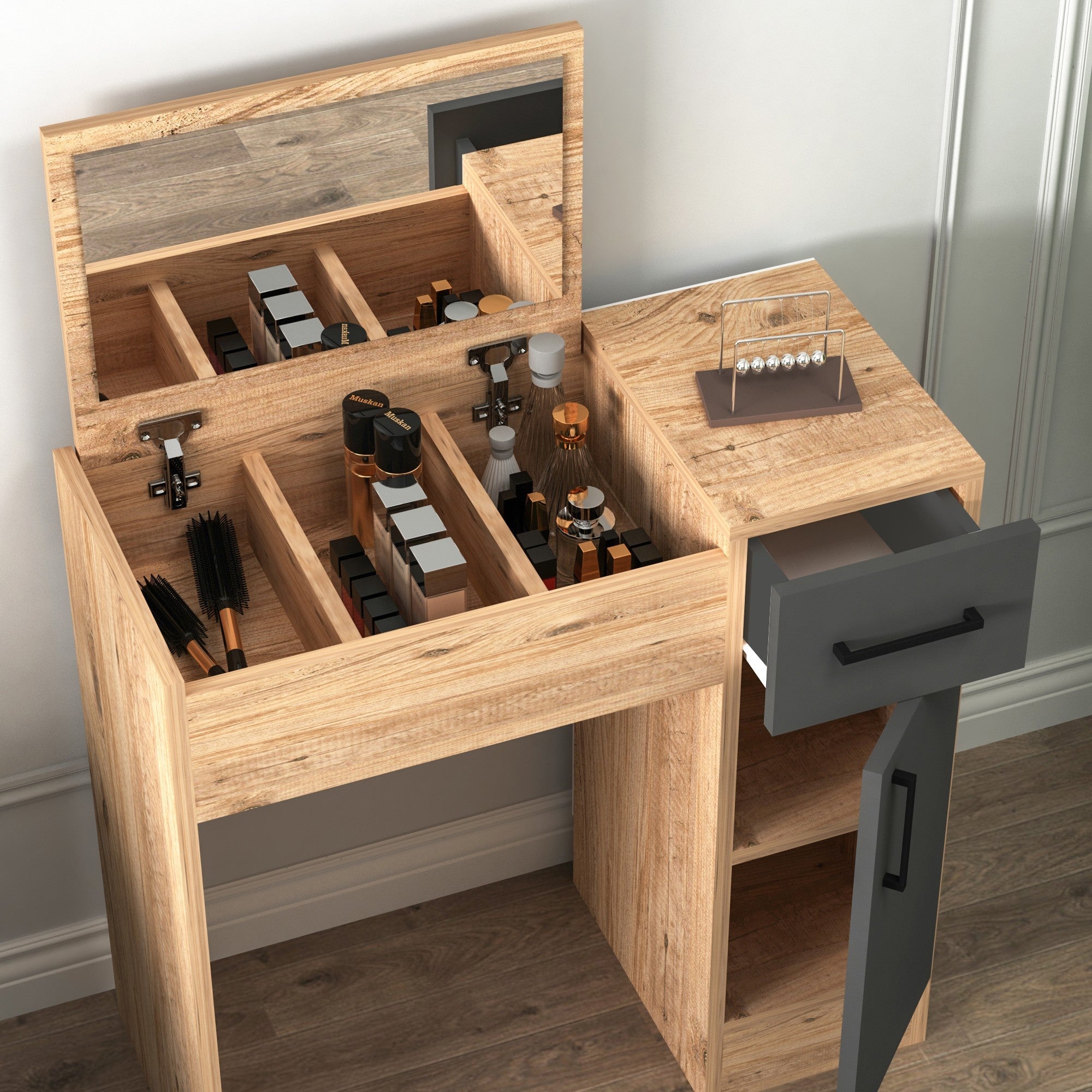 Kozmetički stolić Inci - Atlantic Pine, Anthracite | AG-vitahome.hr