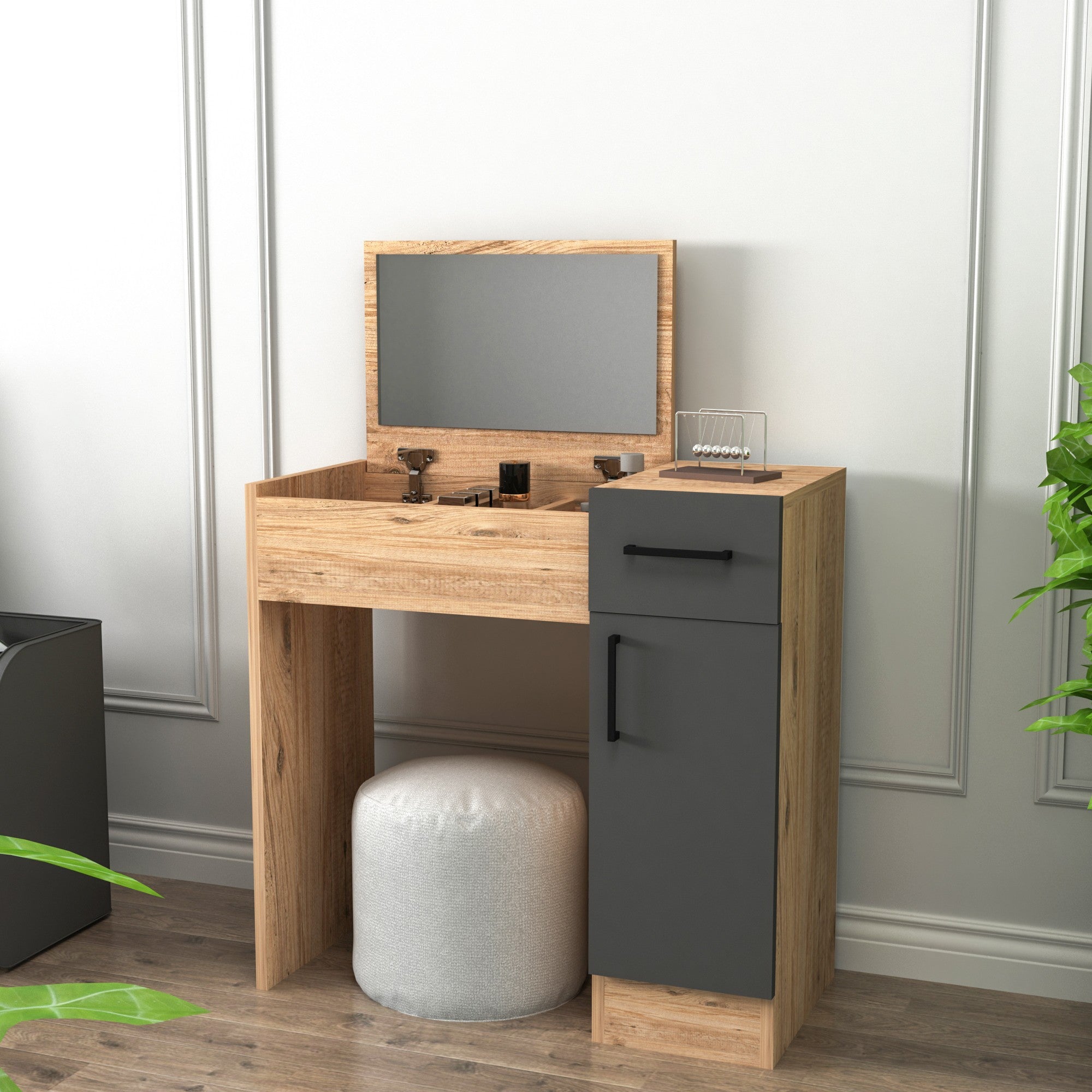 Kozmetički stolić Inci - Atlantic Pine, Anthracite | AG-vitahome.hr