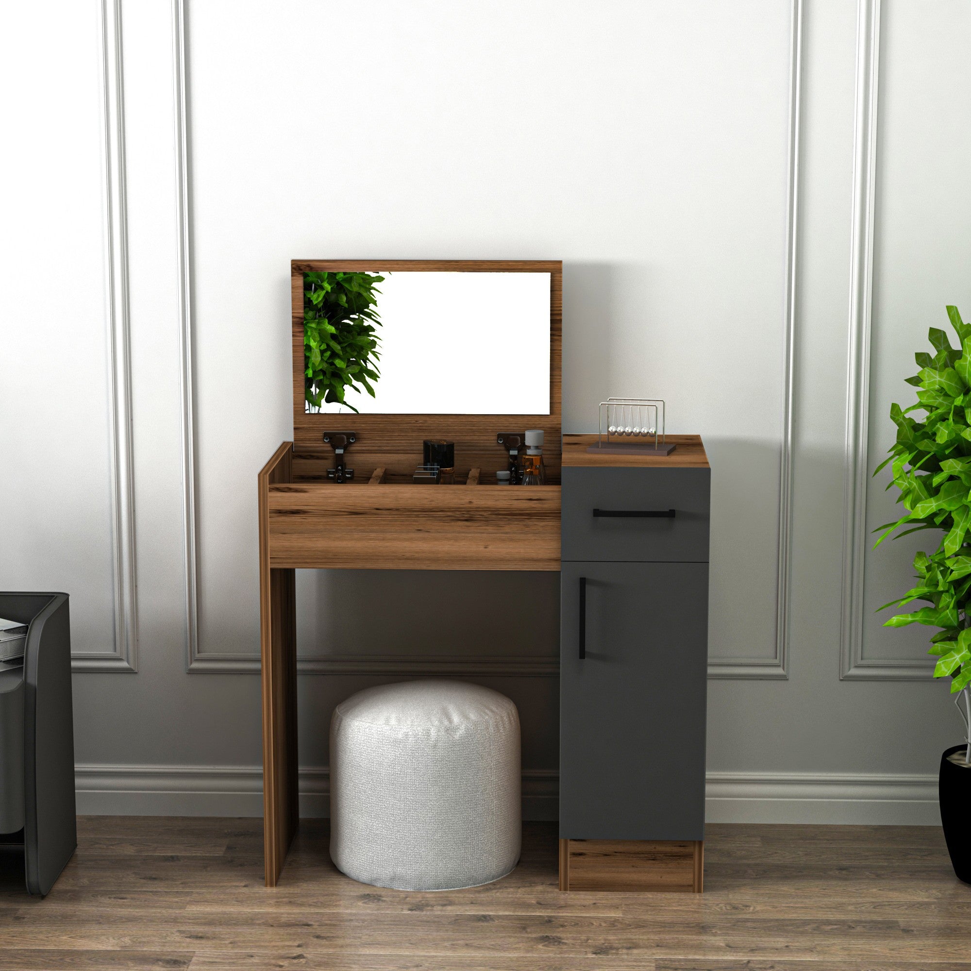 Kozmetički stolić Inci - Light Walnut, Anthracite | AG-vitahome.hr