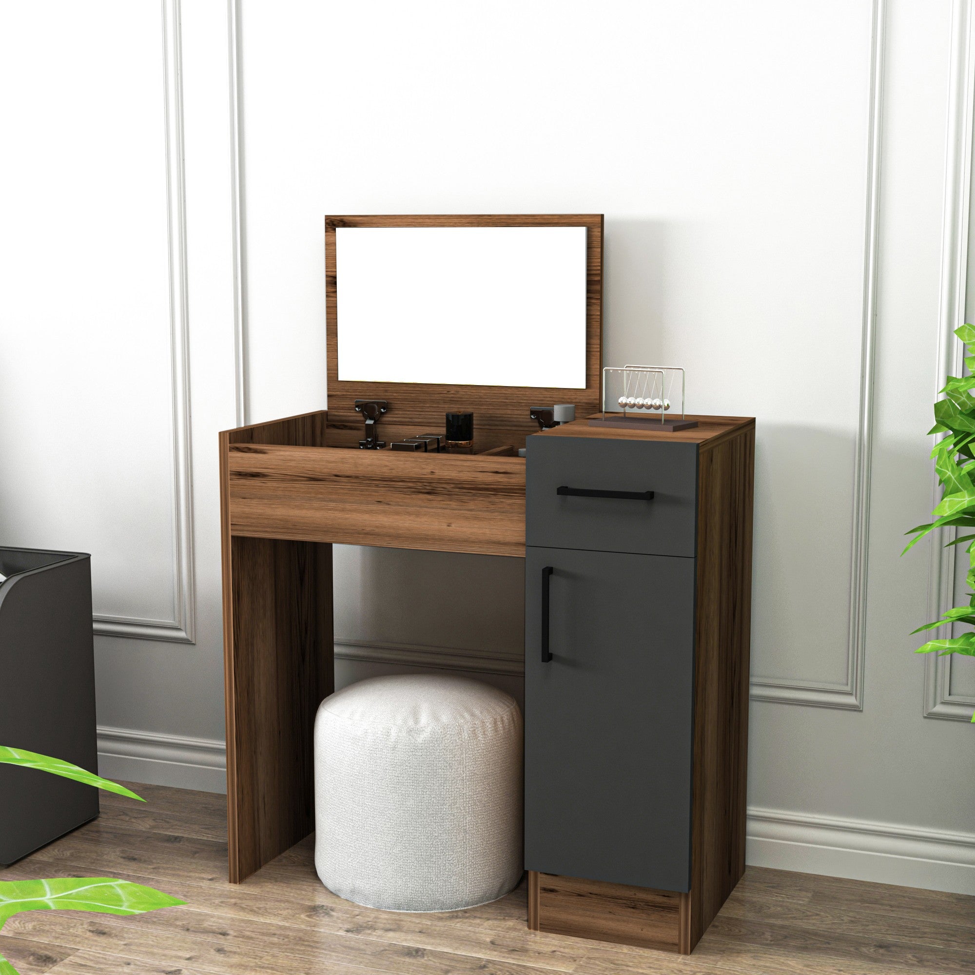 Kozmetički stolić Inci - Light Walnut, Anthracite | AG-vitahome.hr