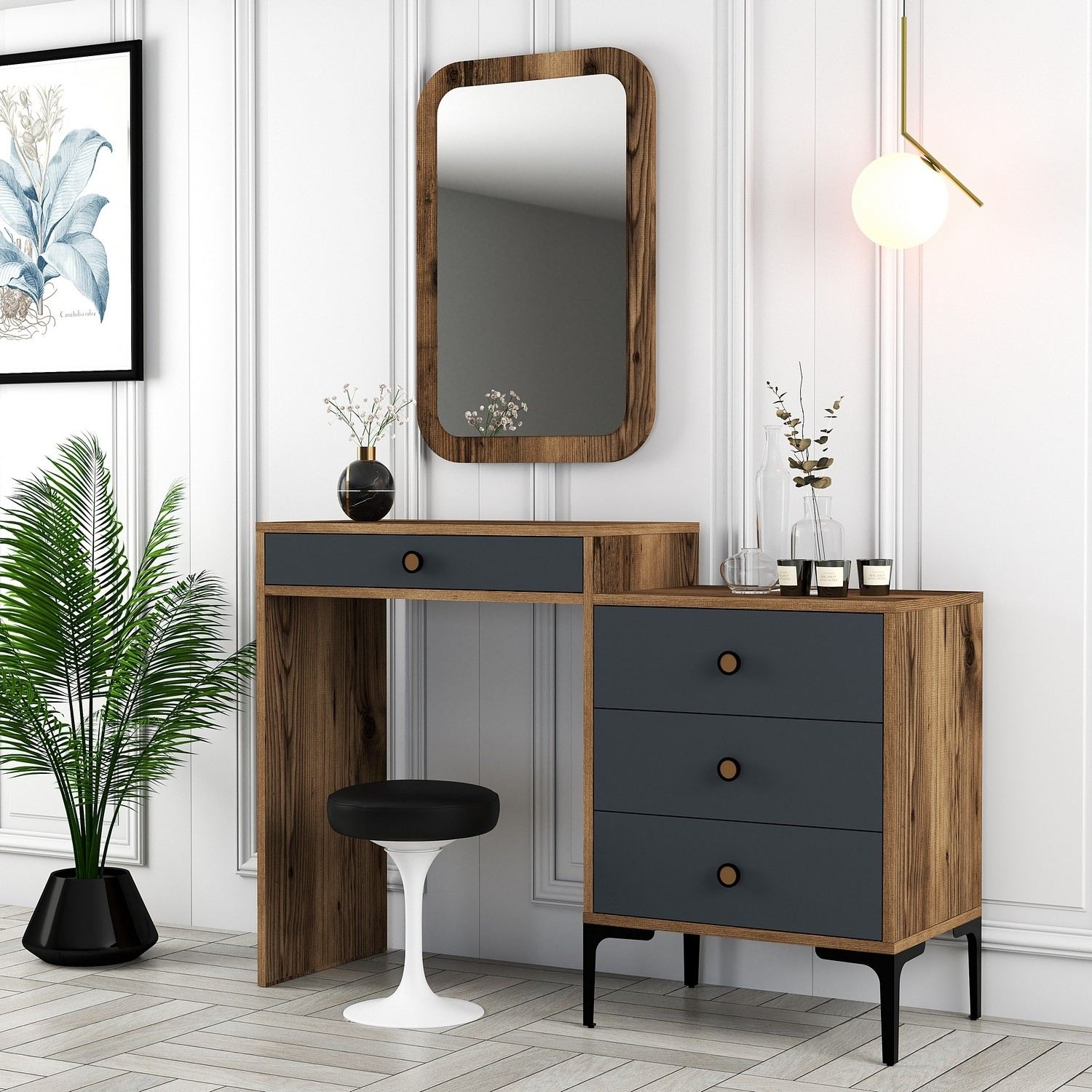 Kozmetički stolić Lizbon 543 - Walnut, Anthracite | AG-vitahome.hr