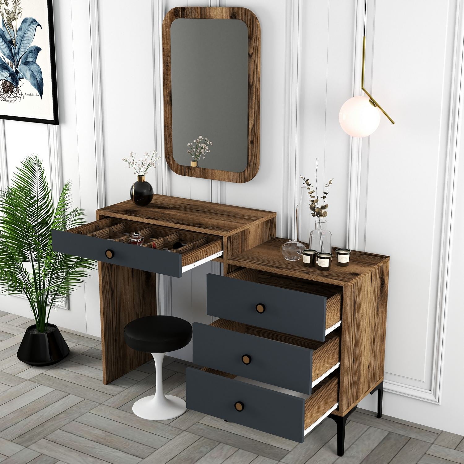 Kozmetički stolić Lizbon 543 - Walnut, Anthracite | AG-vitahome.hr
