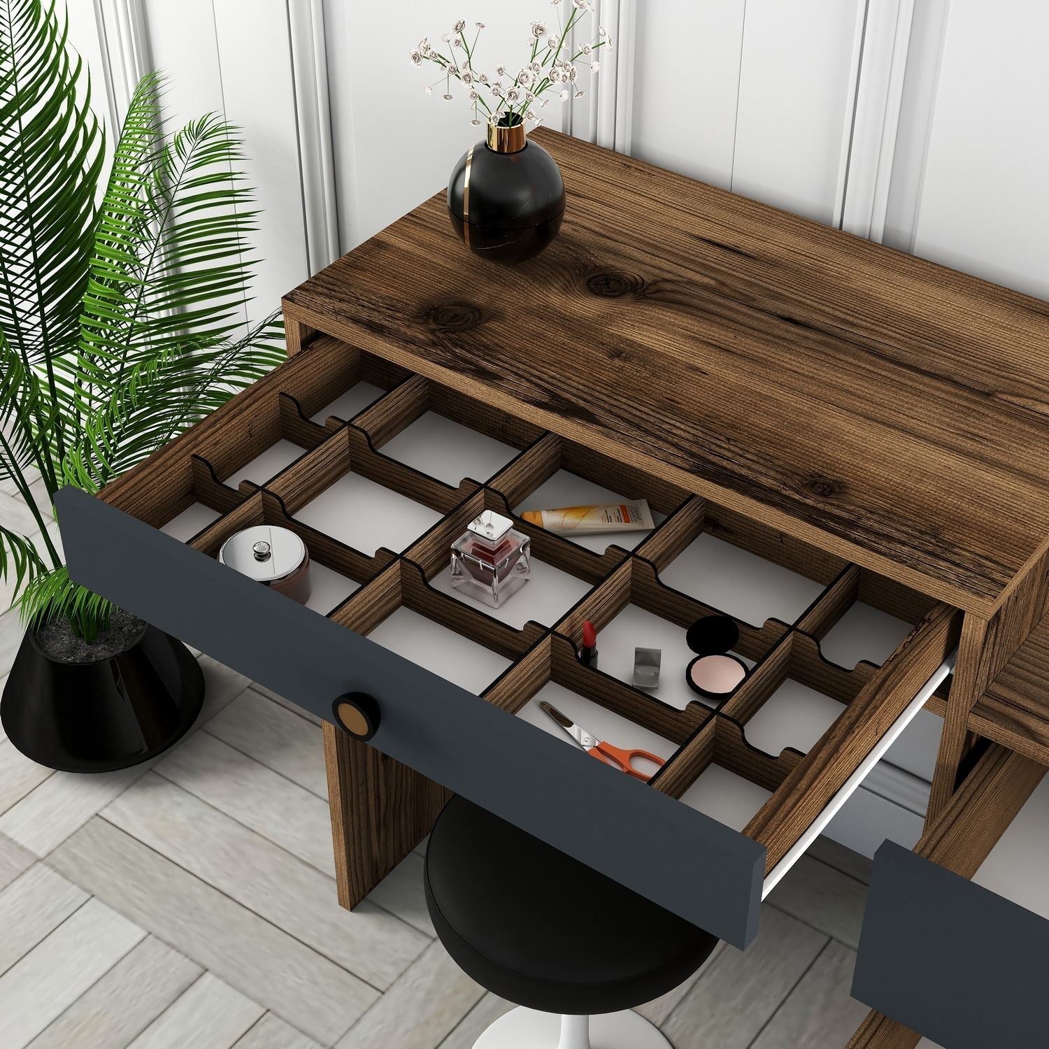 Kozmetički stolić Lizbon 543 - Walnut, Anthracite | AG-vitahome.hr