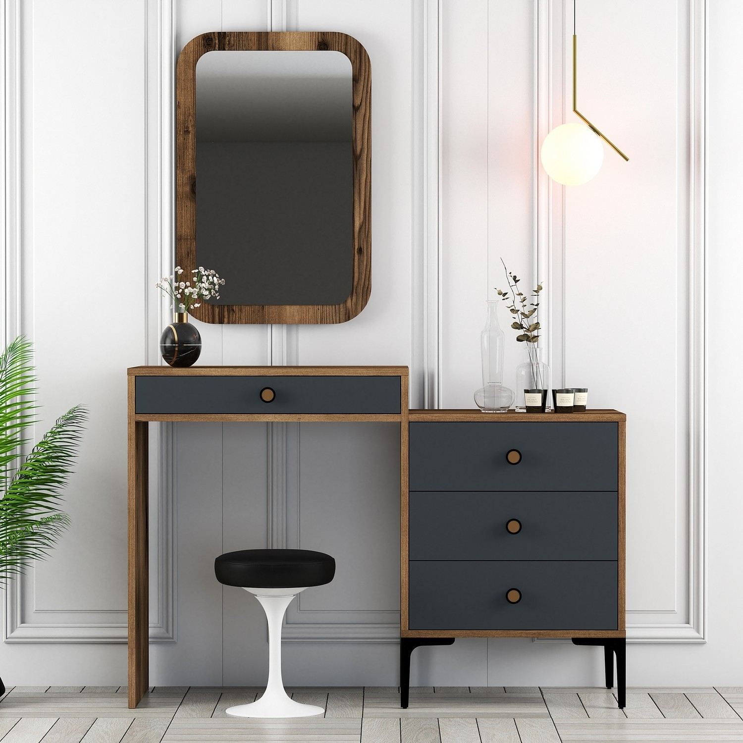 Kozmetički stolić Lizbon 543 - Walnut, Anthracite | AG-vitahome.hr