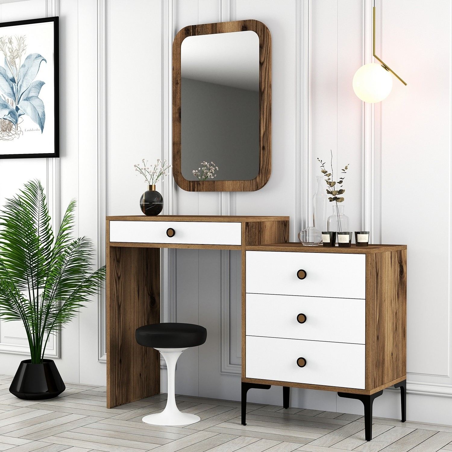 Kozmetički stolić Lizbon 544 - Walnut, White | AG-vitahome.hr