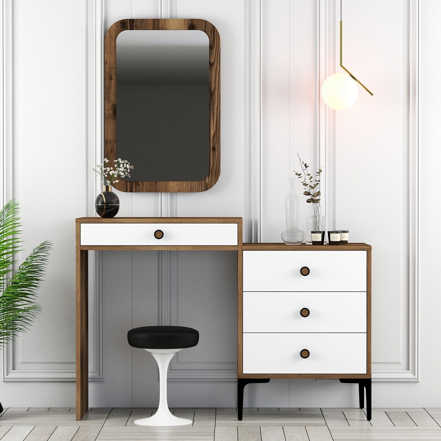 Kozmetički stolić Lizbon 544 - Walnut, White | AG-vitahome.hr