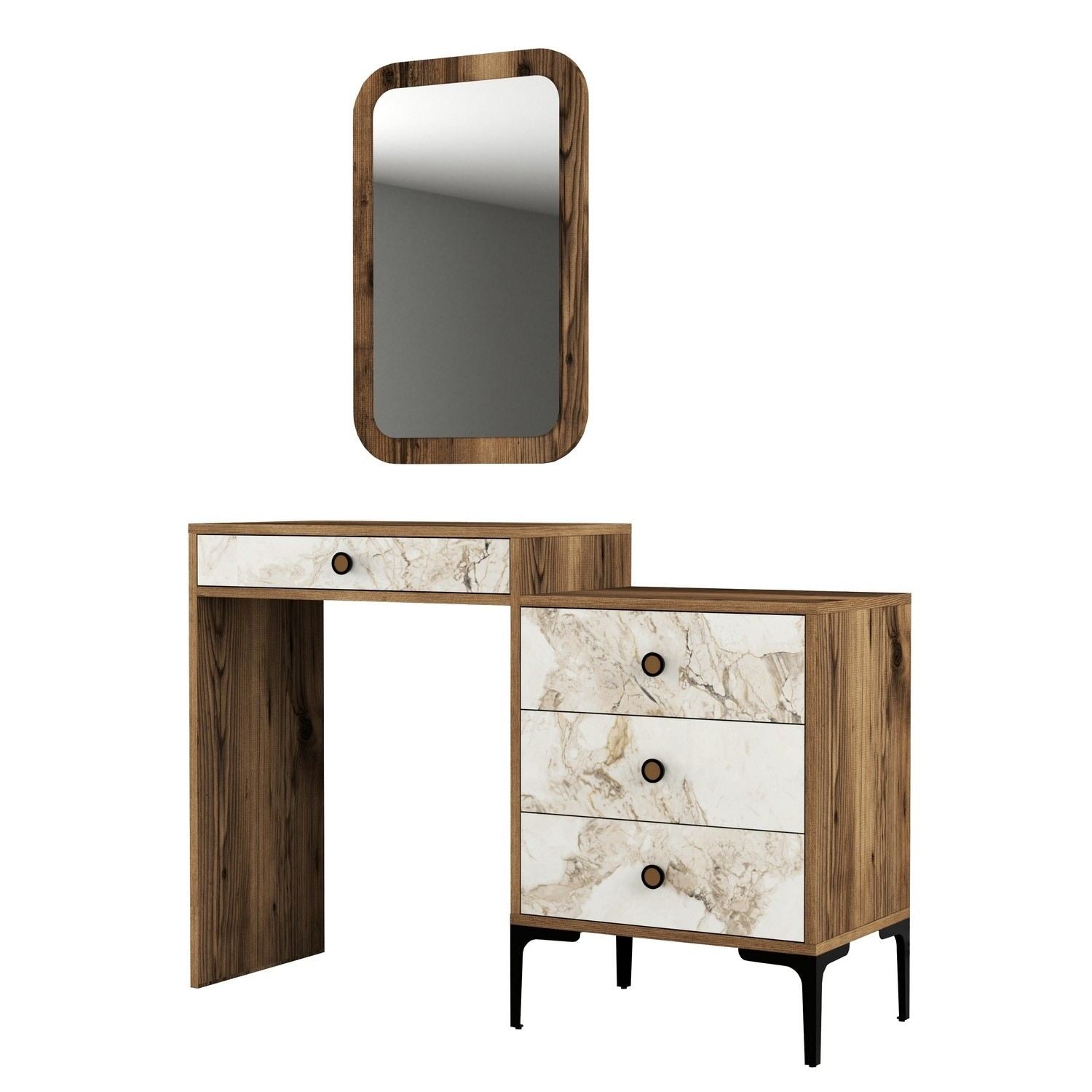 Kozmetički stolić Lizbon 545 - Walnut, White | AG-vitahome.hr