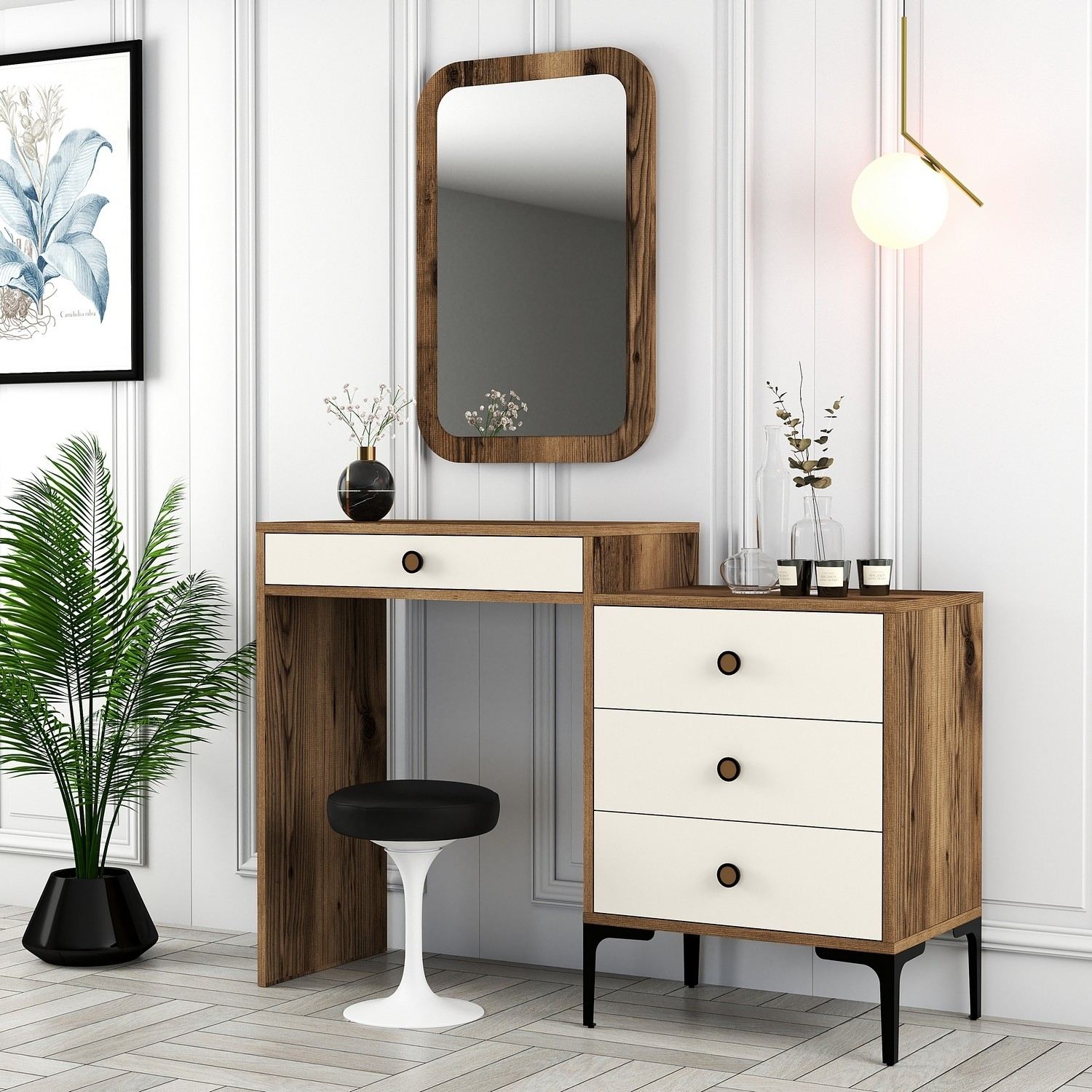 Kozmetički stolić Lizbon 547 - Walnut, Cream | AG-vitahome.hr