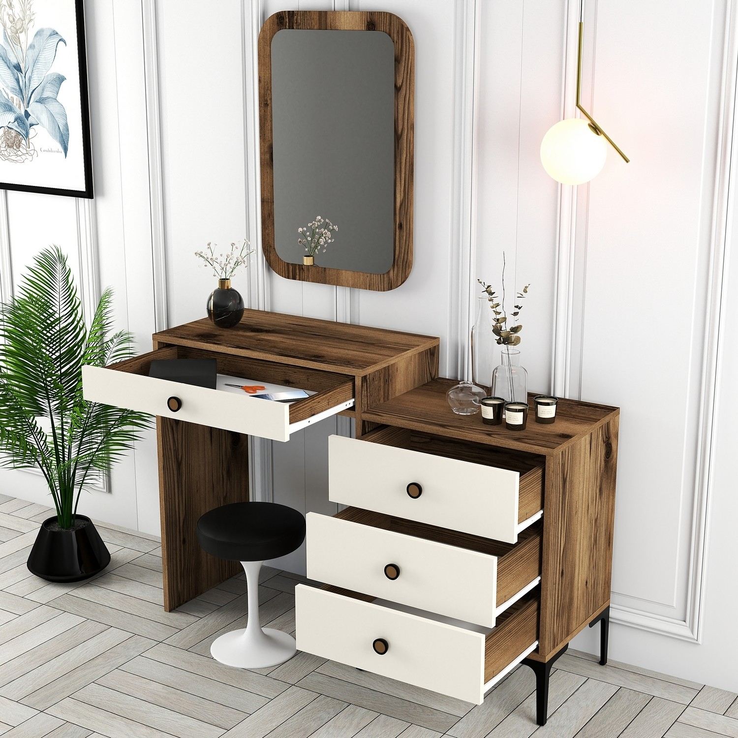 Kozmetički stolić Lizbon 547 - Walnut, Cream | AG-vitahome.hr