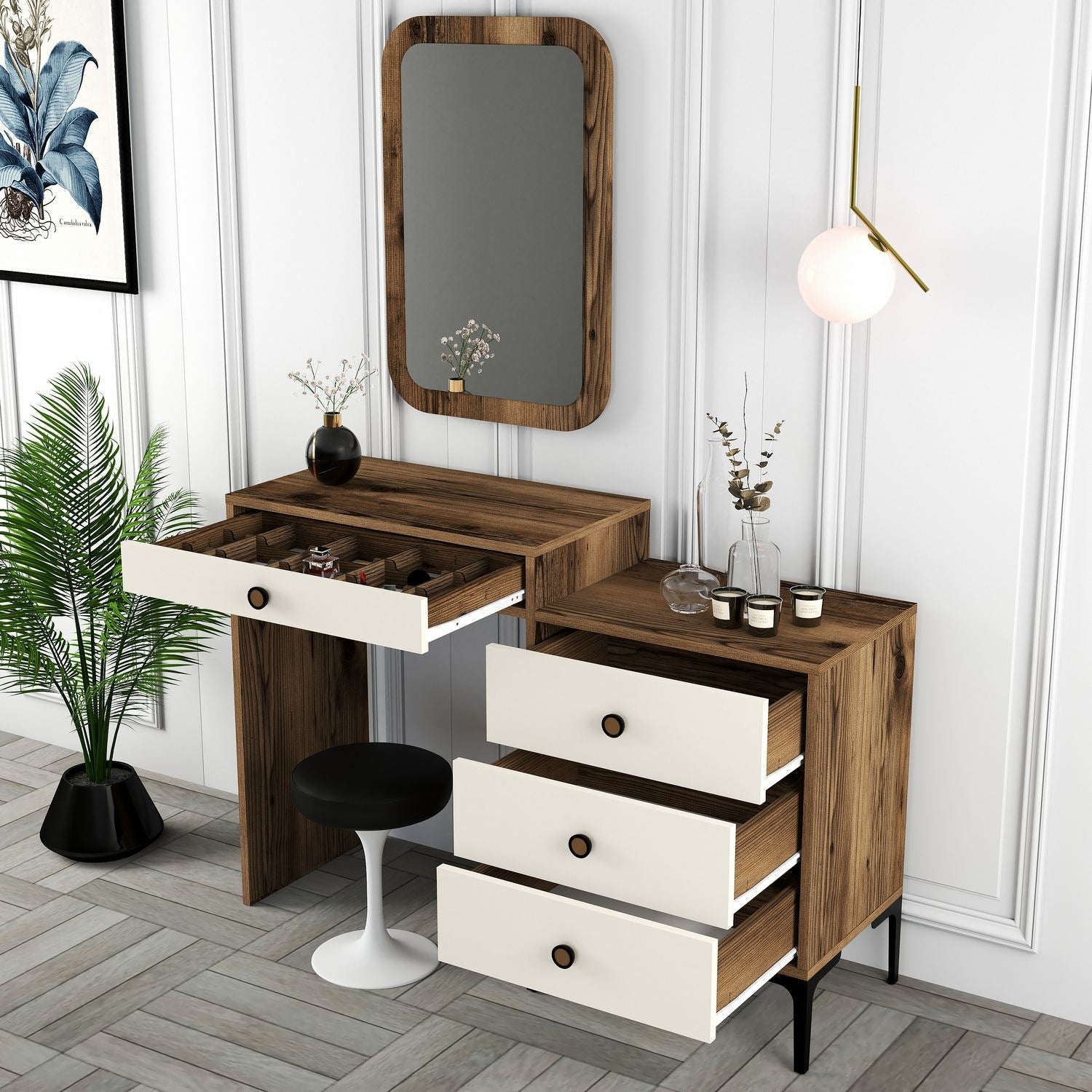 Kozmetički stolić Lizbon 547 - Walnut, Cream | AG-vitahome.hr