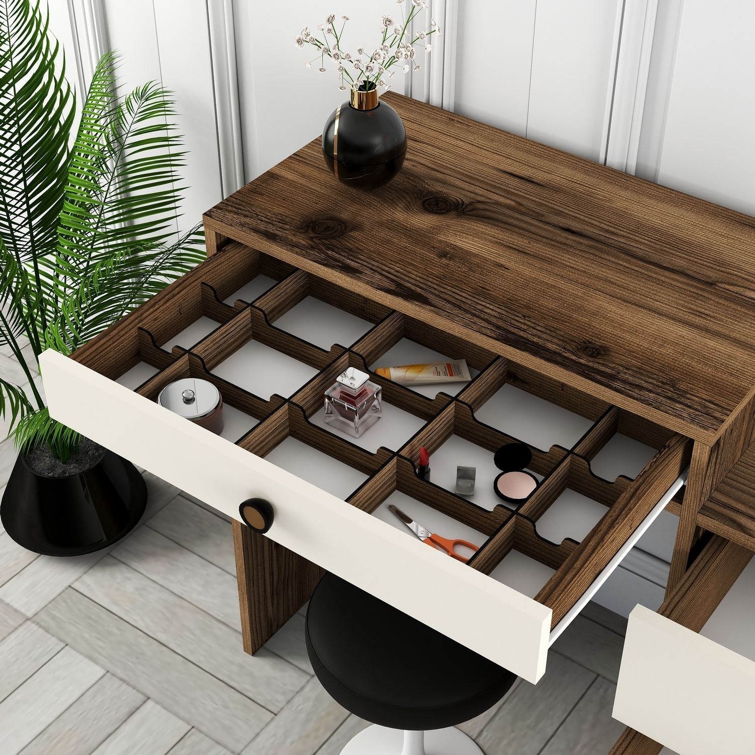Kozmetički stolić Lizbon 547 - Walnut, Cream | AG-vitahome.hr