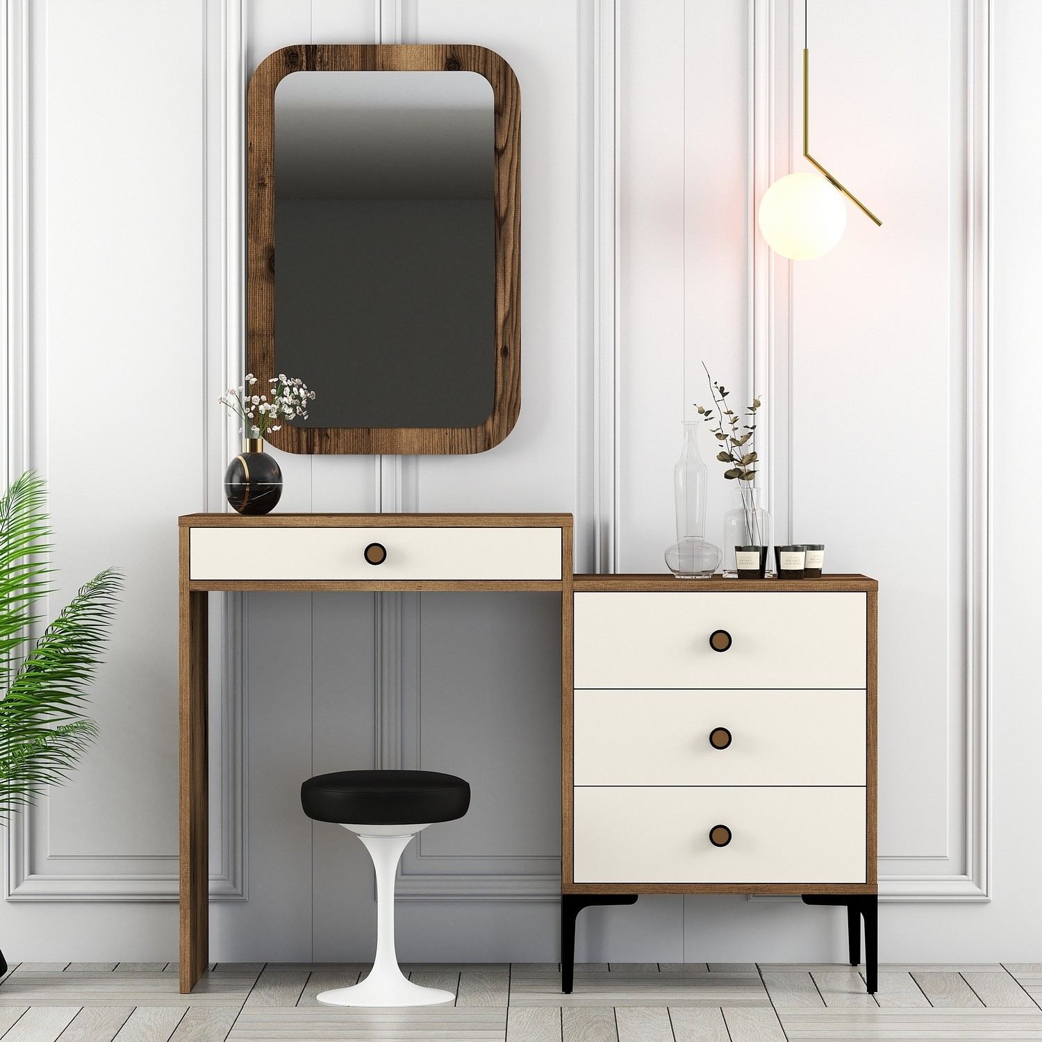 Kozmetički stolić Lizbon 547 - Walnut, Cream | AG-vitahome.hr