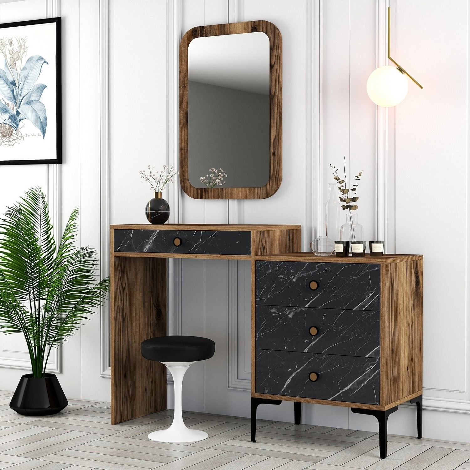 Kozmetički stolić Lizbon 548 - Walnut, Black | AG-vitahome.hr