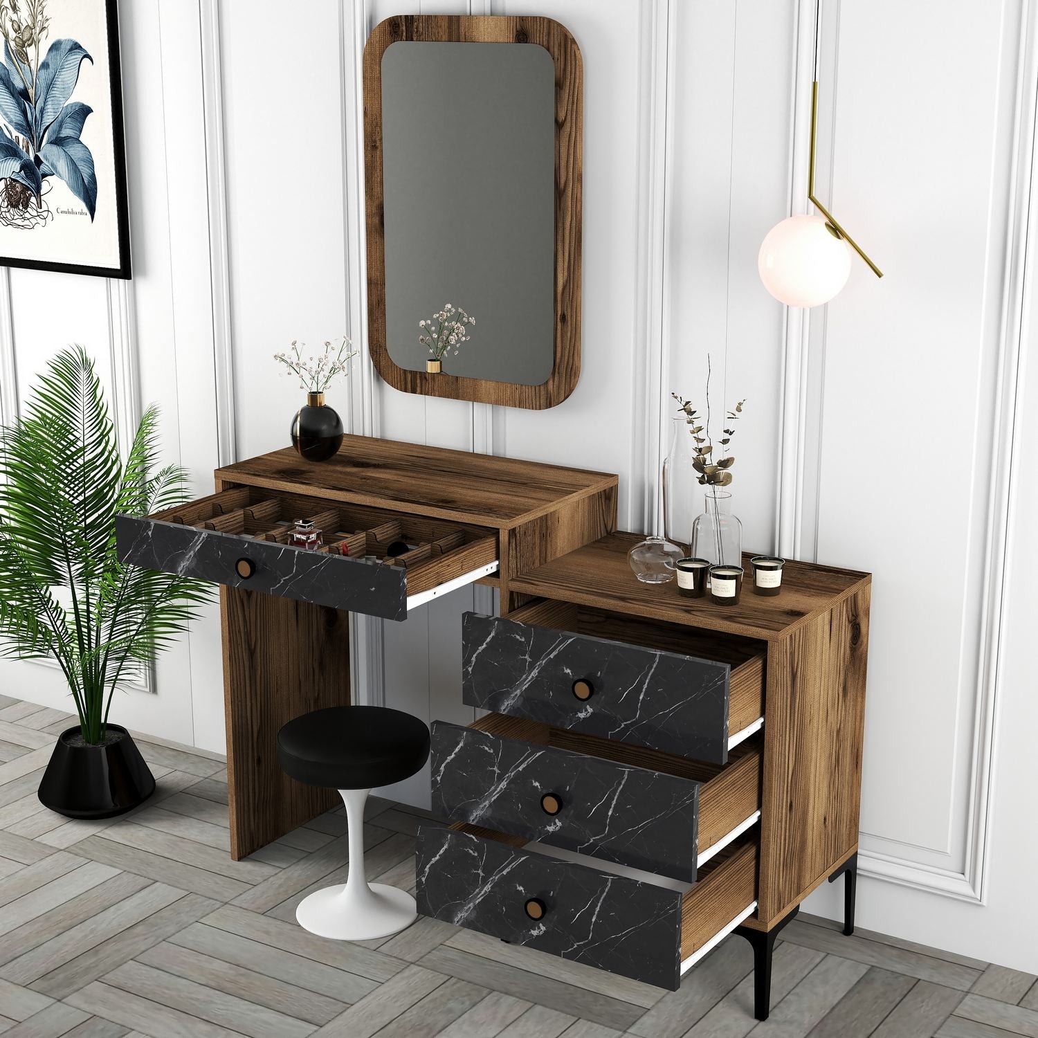 Kozmetički stolić Lizbon 548 - Walnut, Black | AG-vitahome.hr