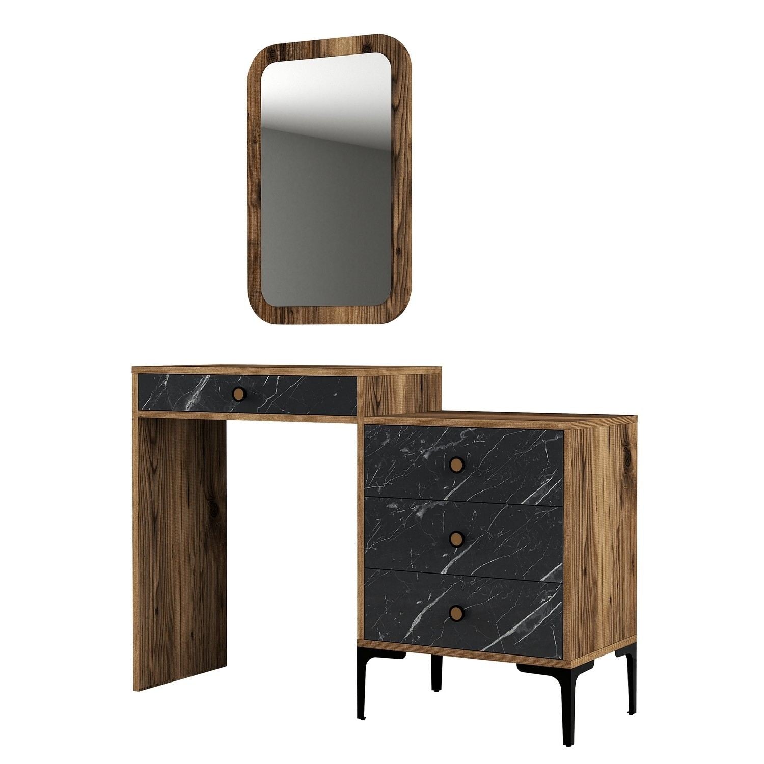 Kozmetički stolić Lizbon 548 - Walnut, Black | AG-vitahome.hr