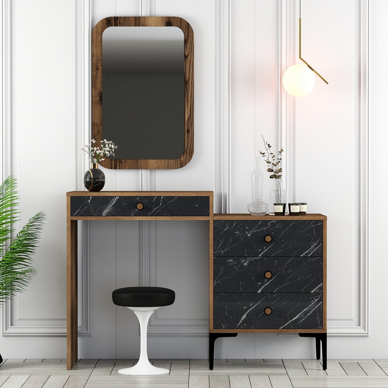 Kozmetički stolić Lizbon 548 - Walnut, Black | AG-vitahome.hr