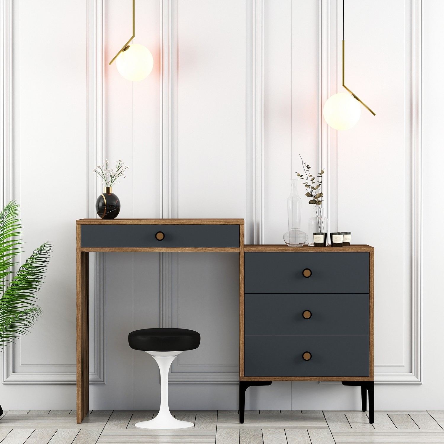Kozmetički stolić Lizbon 550 - Walnut, Anthracite | AG-vitahome.hr