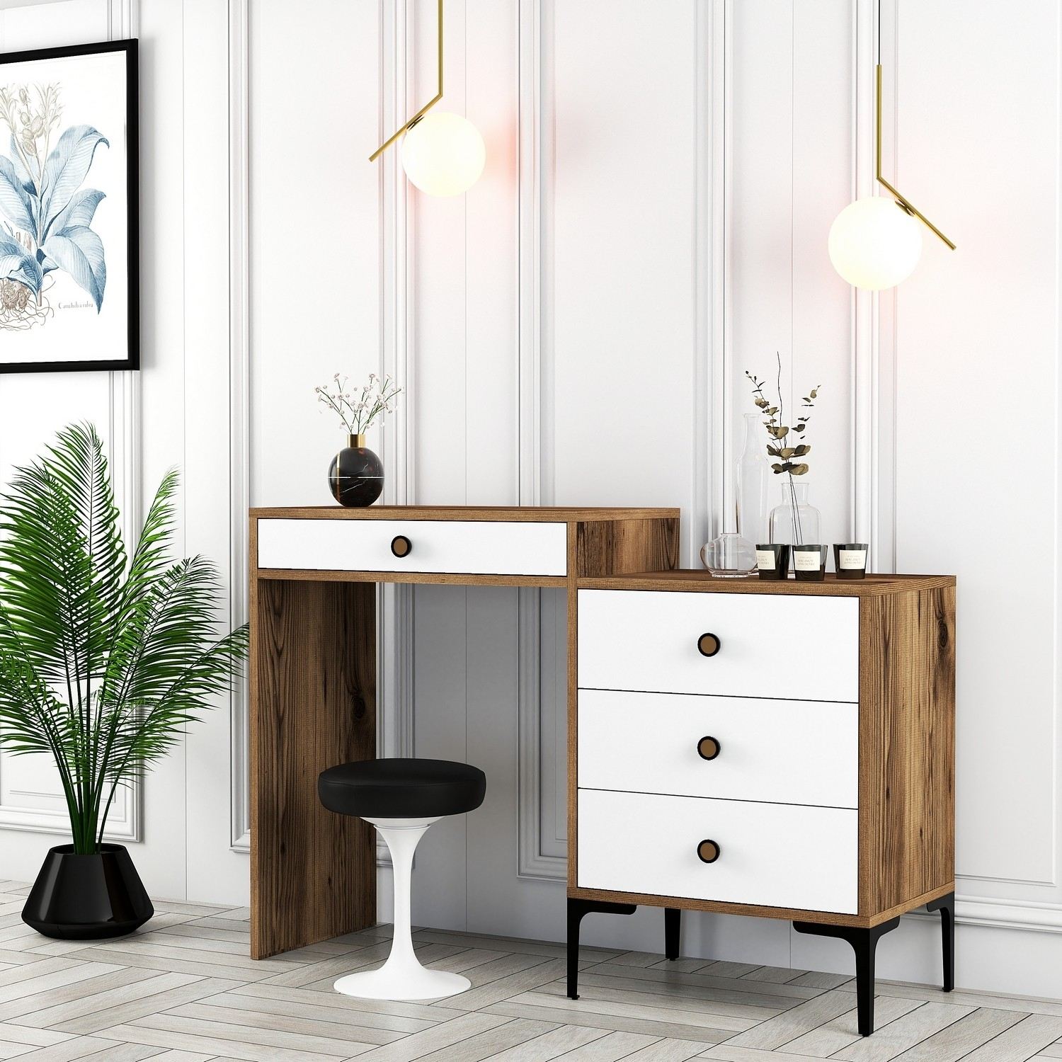 Kozmetički stolić Lizbon 551 - Walnut, White | AG-vitahome.hr