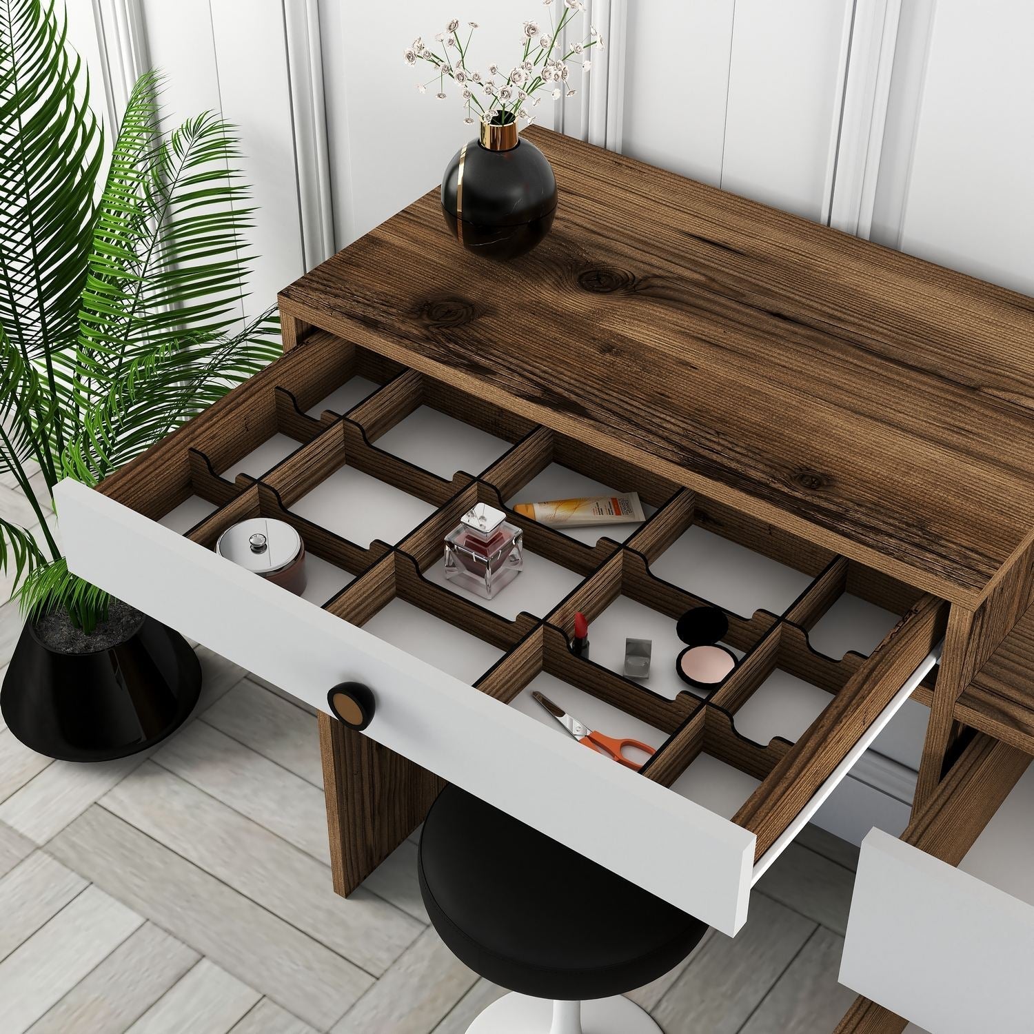 Kozmetički stolić Lizbon 551 - Walnut, White | AG-vitahome.hr