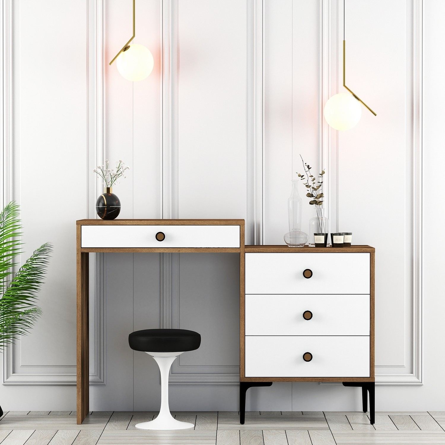 Kozmetički stolić Lizbon 551 - Walnut, White | AG-vitahome.hr
