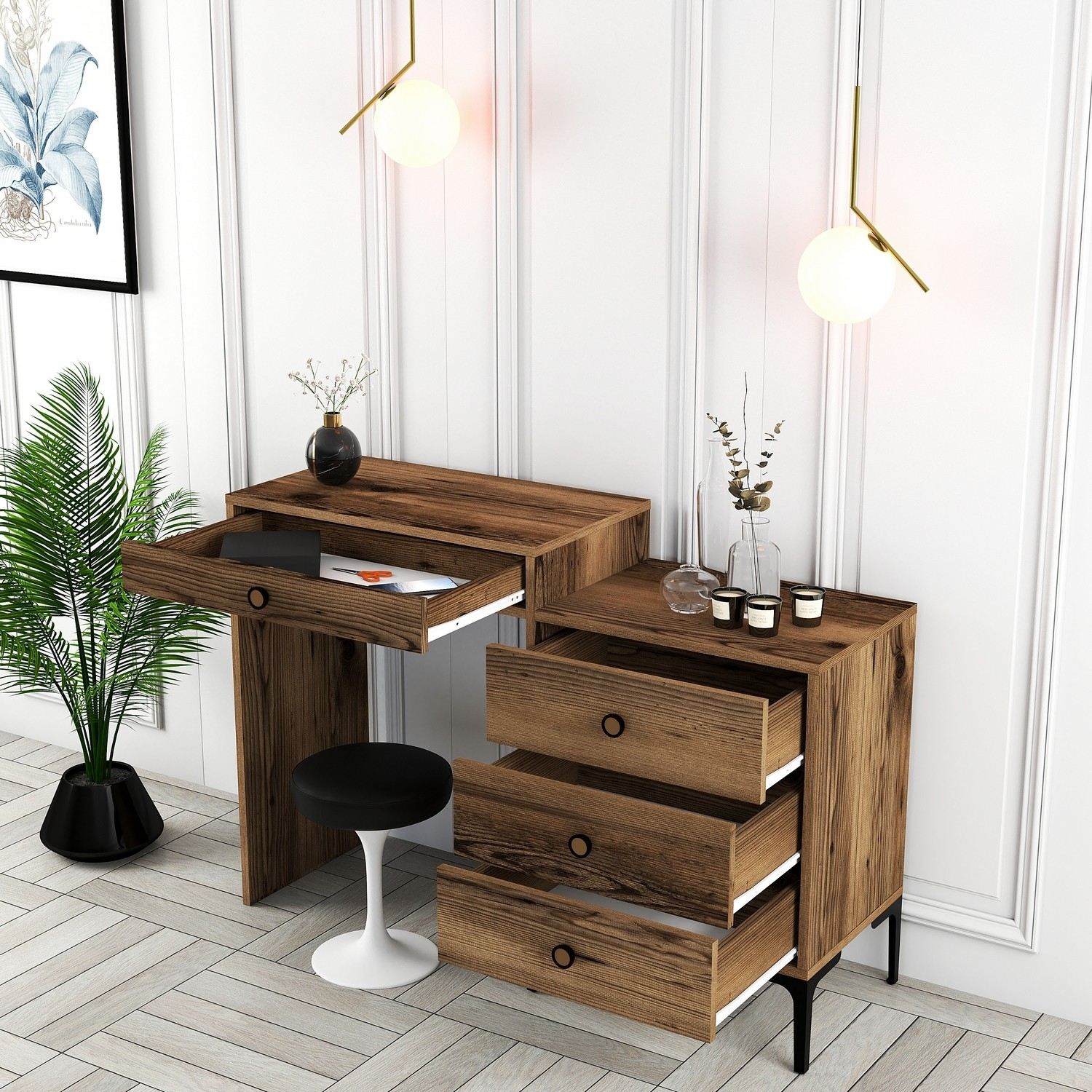 Kozmetički stolić Lizbon 553 - Walnut | AG-vitahome.hr