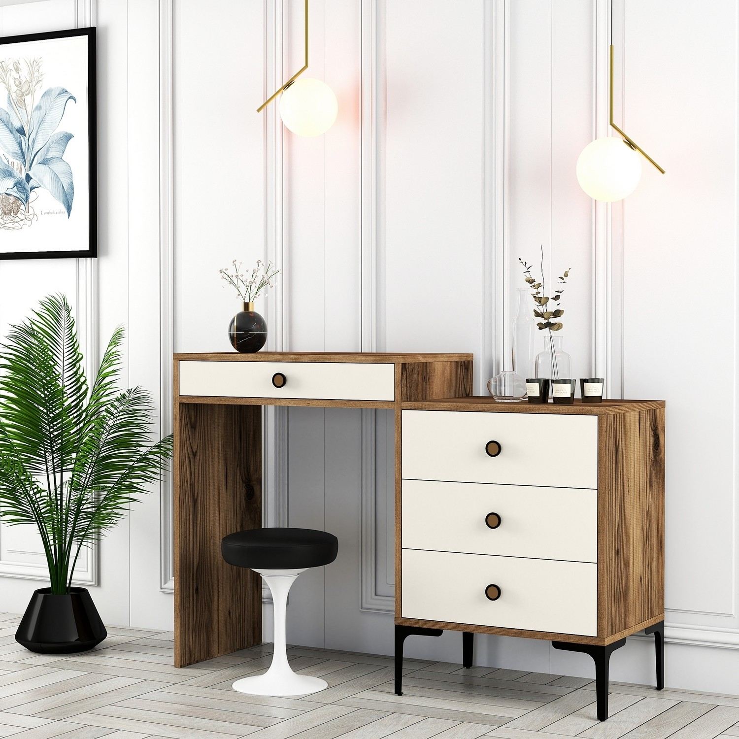 Kozmetički stolić Lizbon 554 - Walnut, Cream | AG-vitahome.hr