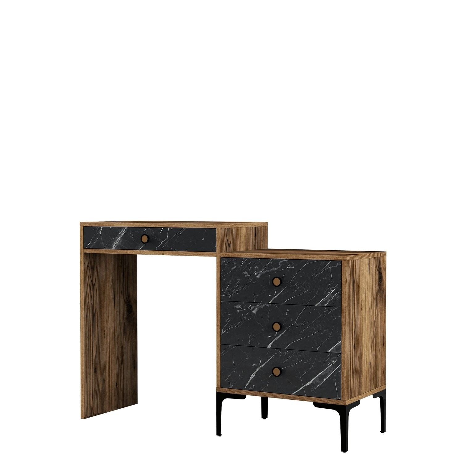 Kozmetički stolić Lizbon 555 - Walnut, Black | AG-vitahome.hr