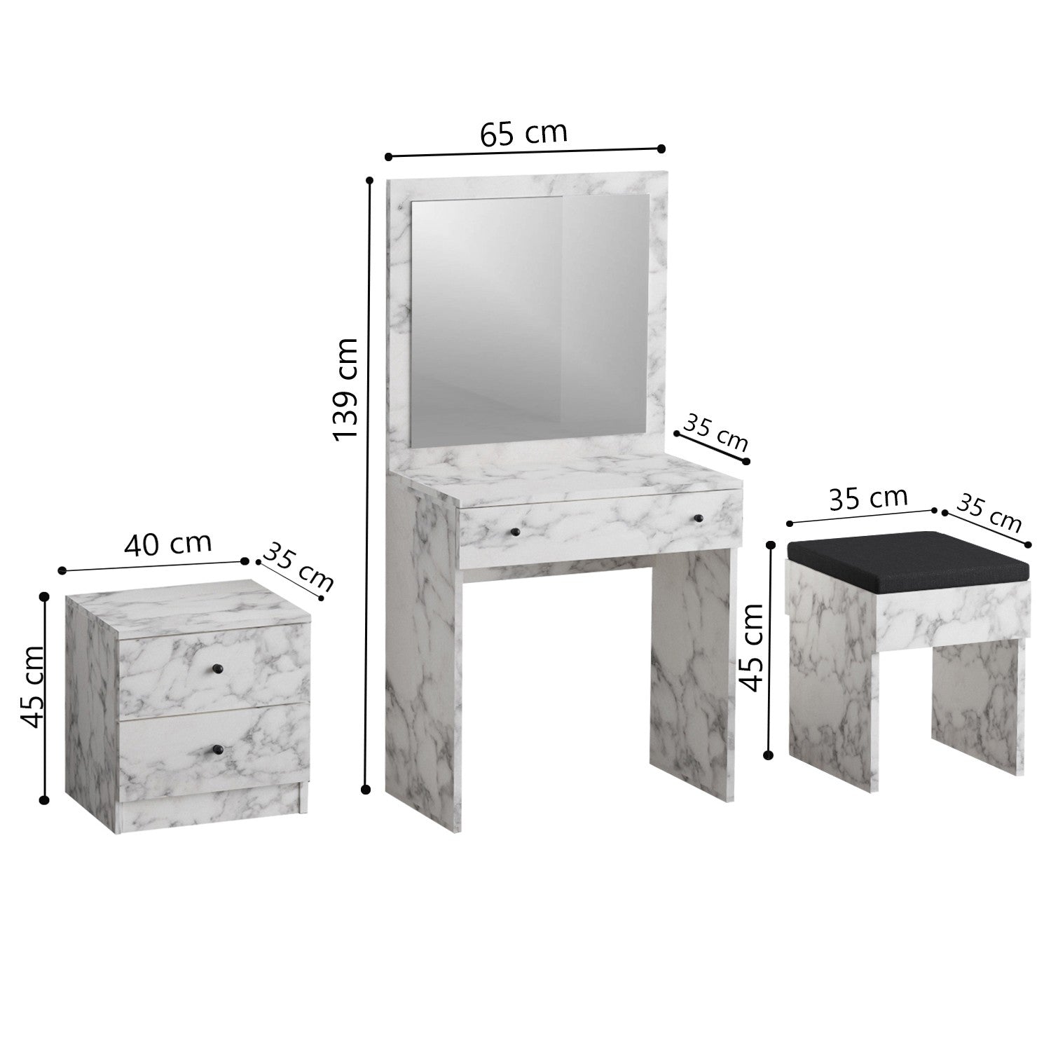 Kozmetički stolić Nice - Carrara Marble | AG-vitahome.hr
