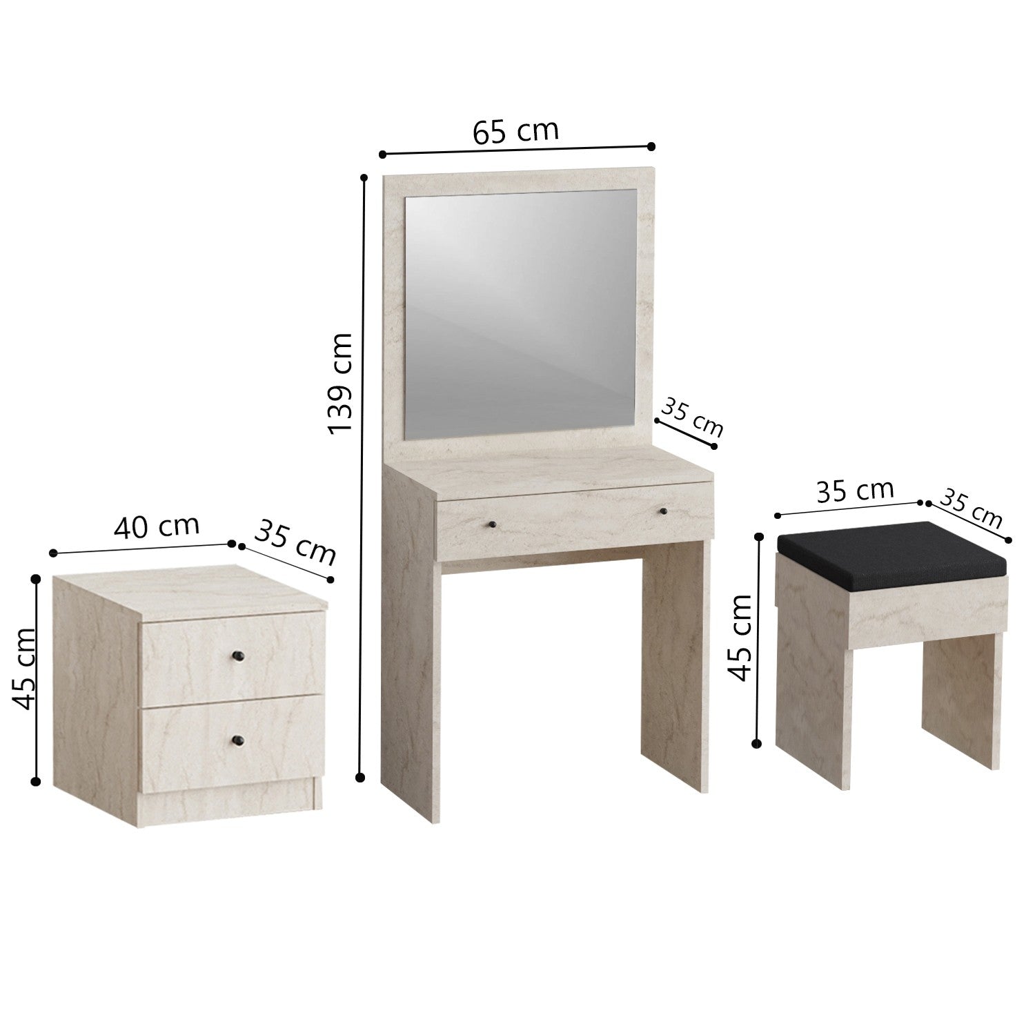 Kozmetički stolić Nice - Travertine | AG-vitahome.hr