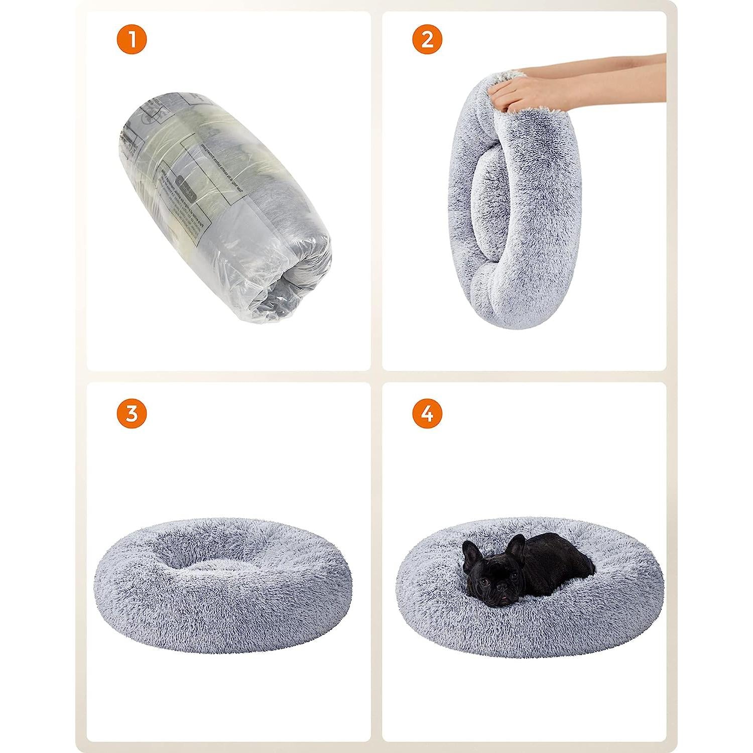 krevet za pse, krevet za mačke, mekana pliš površina, 70 cm, siva | FEANDREA-vitahome.hr