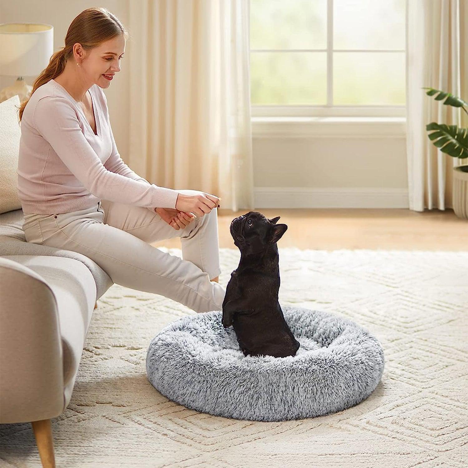 krevet za pse, krevet za mačke, mekana pliš površina, 70 cm, siva | FEANDREA-vitahome.hr