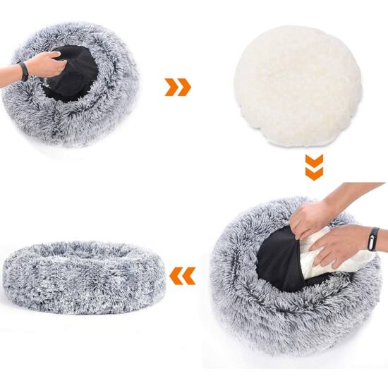 krevet za pse, krevet za mačke, mekana pliš površina, 70 cm, siva | FEANDREA-vitahome.hr
