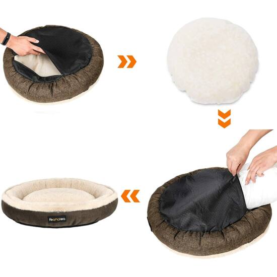 Krevet za pse, krevet za mačke, u obliku krafne, promjer 65 cm, smeđe boje | FEANDREA-vitahome.hr