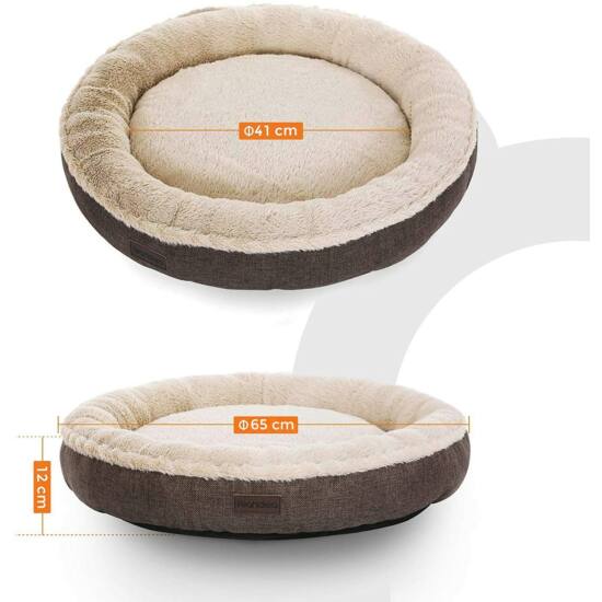 Krevet za pse, krevet za mačke, u obliku krafne, promjer 65 cm, smeđe boje | FEANDREA-vitahome.hr
