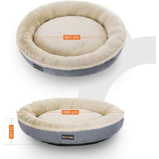 krevet za pse, krevet za mačke, u obliku krafne promjera 65 cm, sive boje | FEANDREA-vitahome.hr
