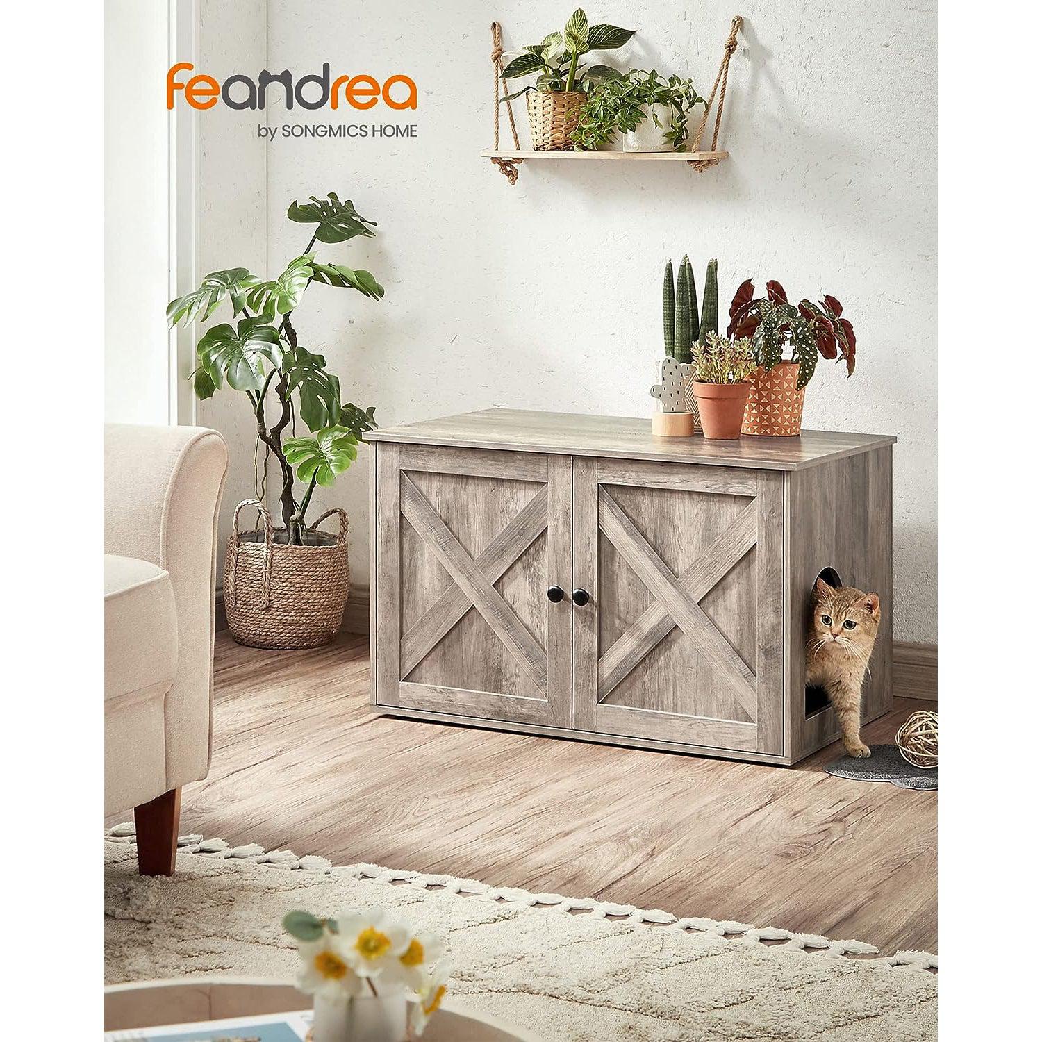 Kućica za mačke, namještaj za mačke, kutija za pijesak, sivo-bež boje | FEANDREA | FEANDREA-vitahome.hr