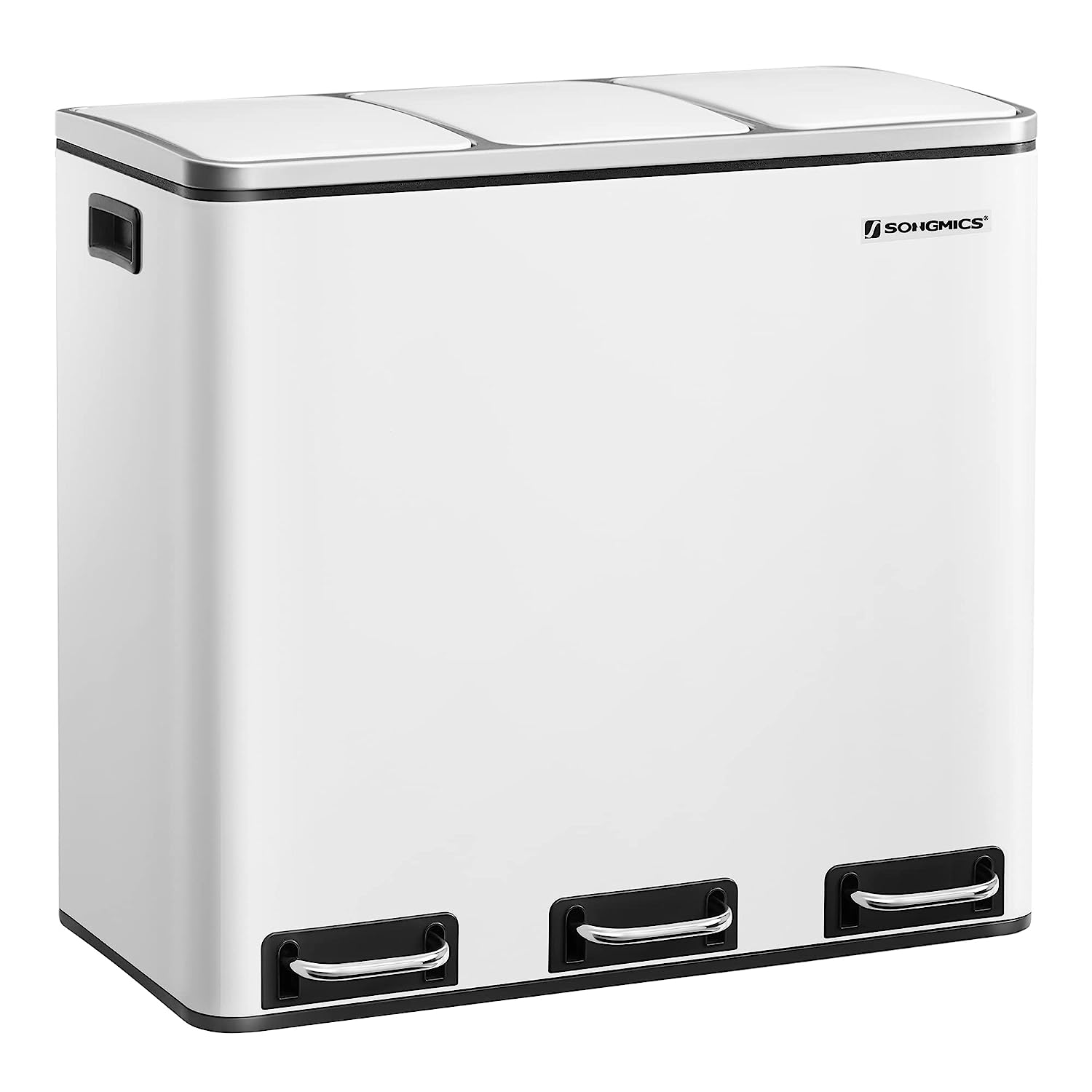 Kuhinjska kanta na pedale, selektivni sakupljač otpada, 3 x 18 L, bijela | SONGMICS-vitahome.hr