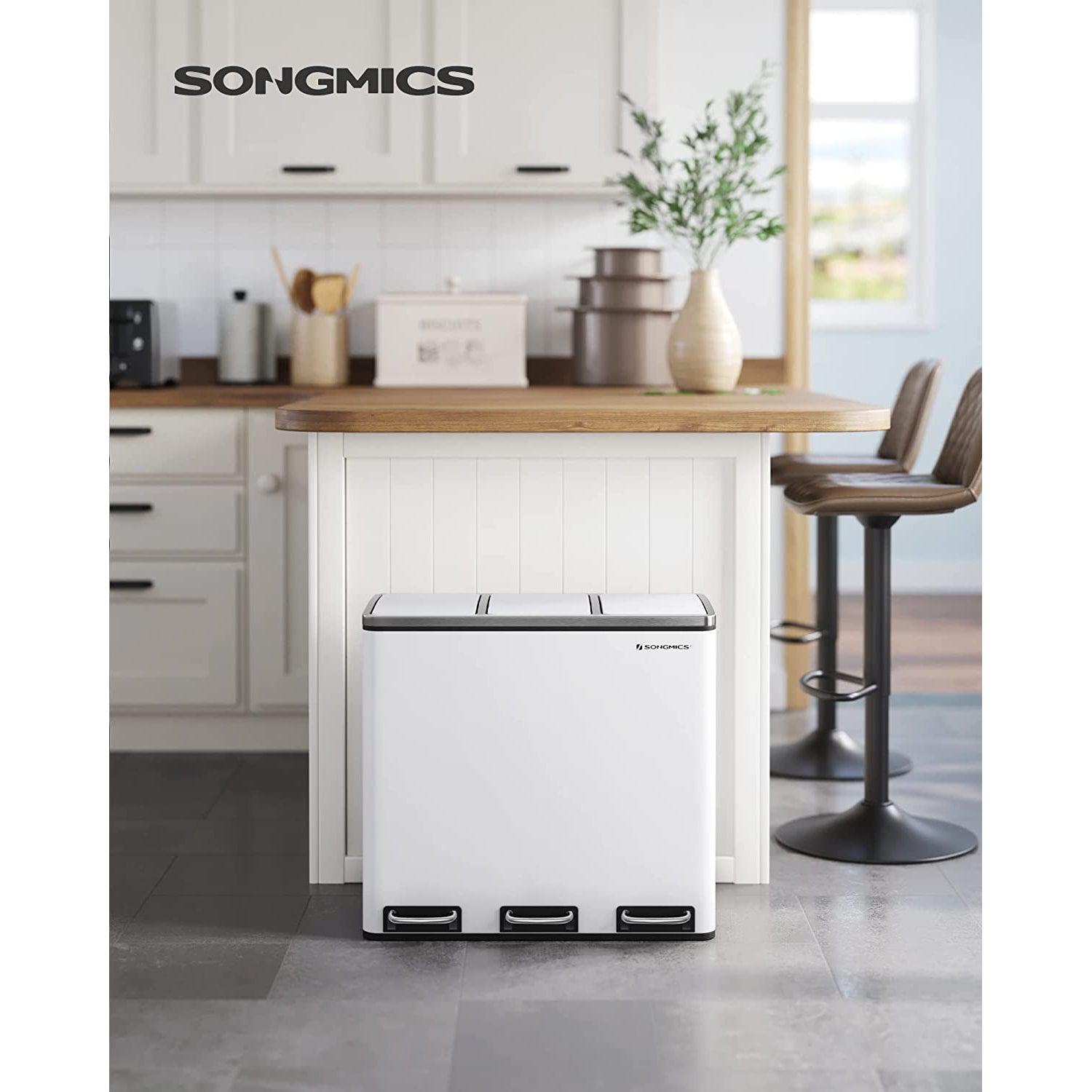 Kuhinjska kanta na pedale, selektivni sakupljač otpada, 3 x 18 L, bijela | SONGMICS-vitahome.hr