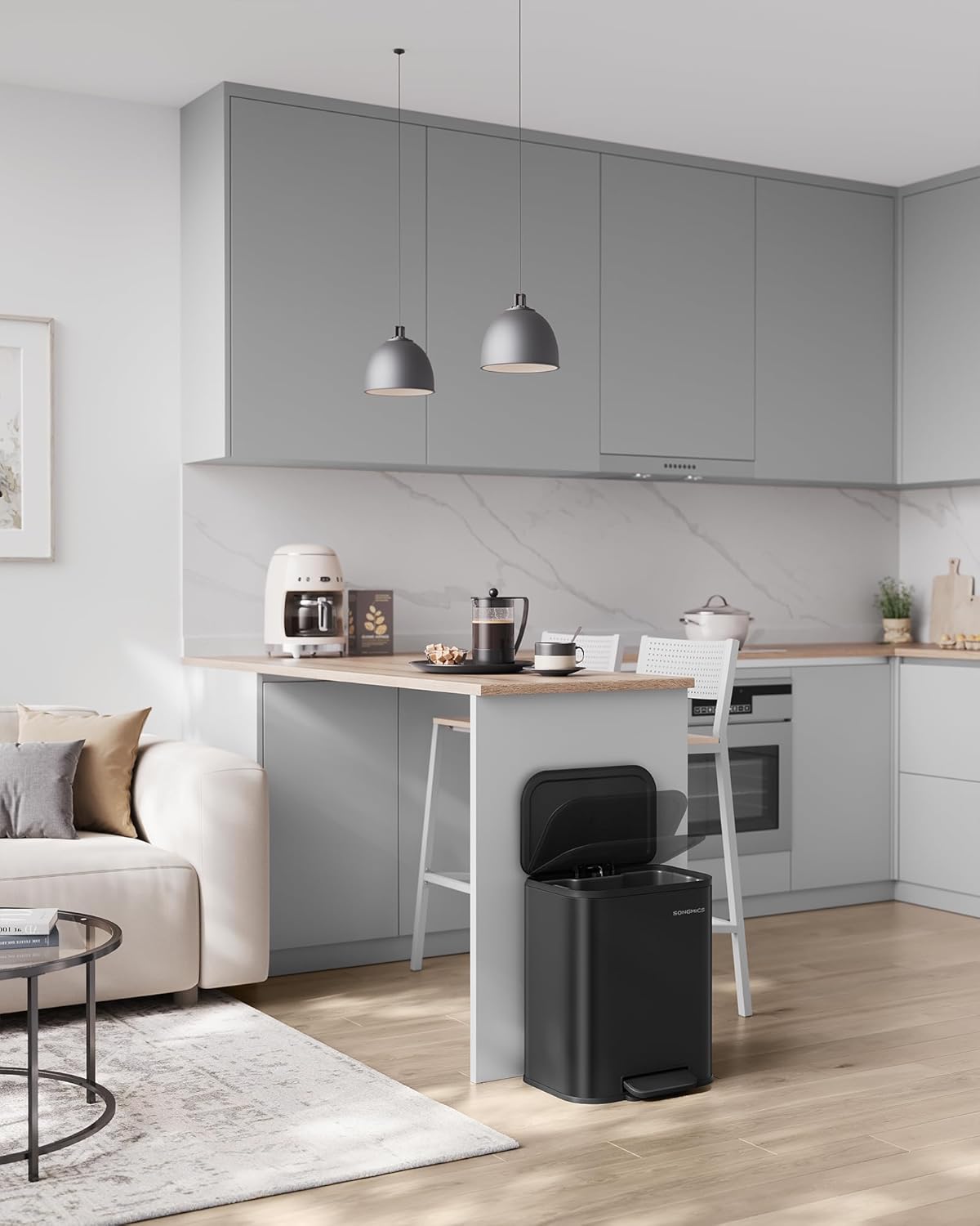 Kuhinjska kanta za smeće s pedalom, 20 L čelična, tinta crna