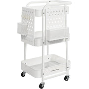 Kuhinjska kolica s 3 police, 2 viseće košare i 4 kuke, 32,3 x 49,4 x 73,9 cm, bijela | VASAGLE-VASAGLE-Vita Home