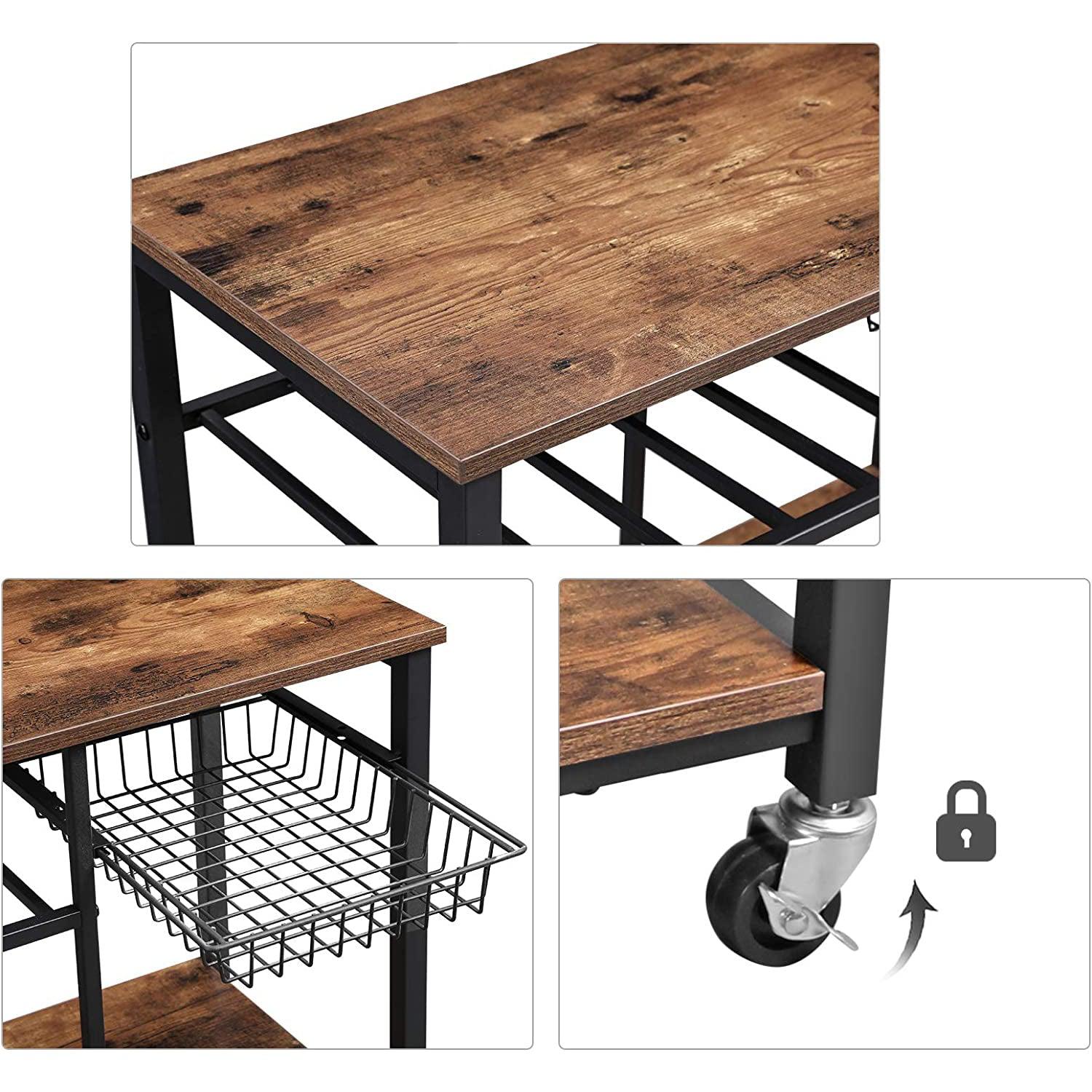 Kuhinjska polica na kotačićima s mobilnom jedinicom za odlaganje 80 x 40 x 86,5 cm | Vasagle-vitahome.hr