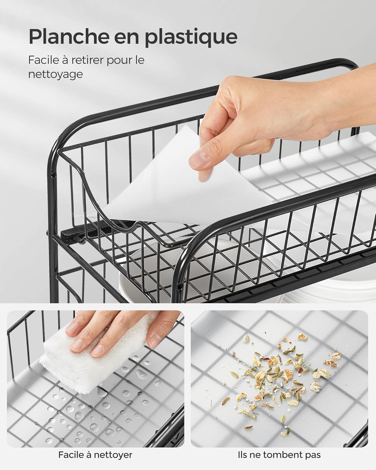 Kuhinjski organizator na 2 etaže, 21 x 36,5 x 27,3 cm, crne boje | SONGMICS-vitahome.hr