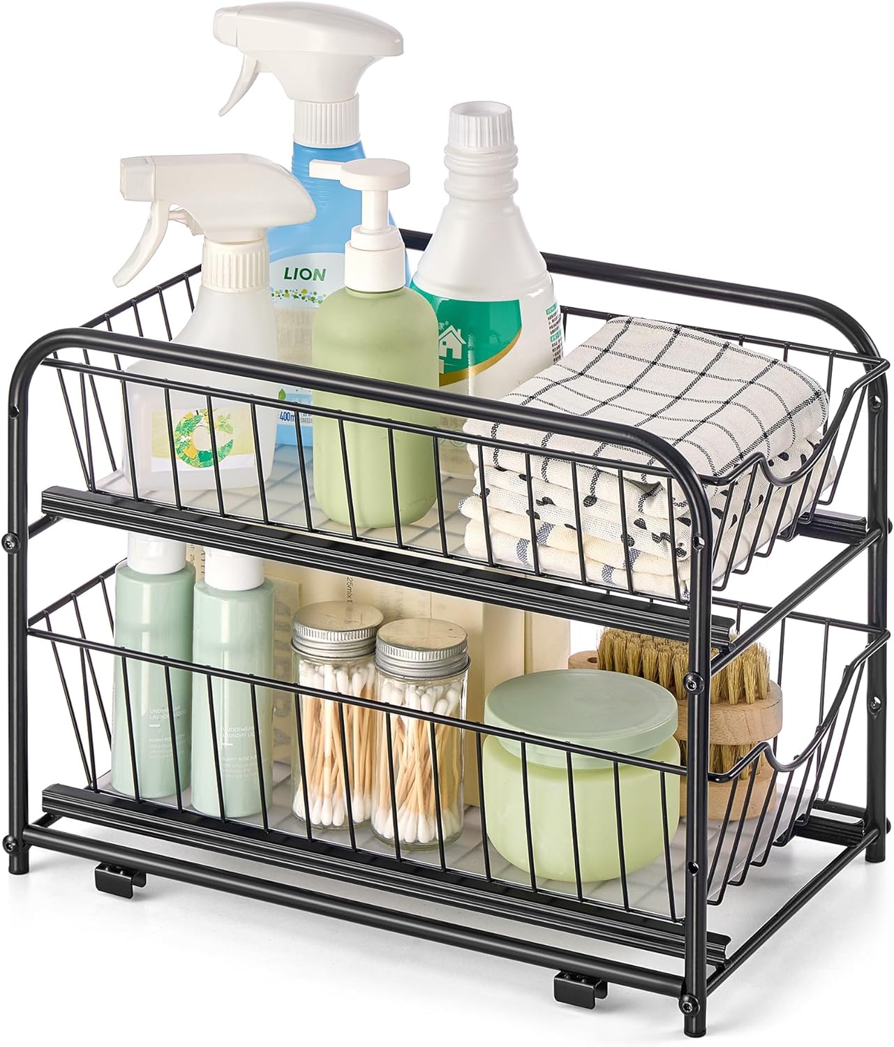 Kuhinjski organizator na 2 etaže, 21 x 36,5 x 27,3 cm, crne boje | SONGMICS-vitahome.hr