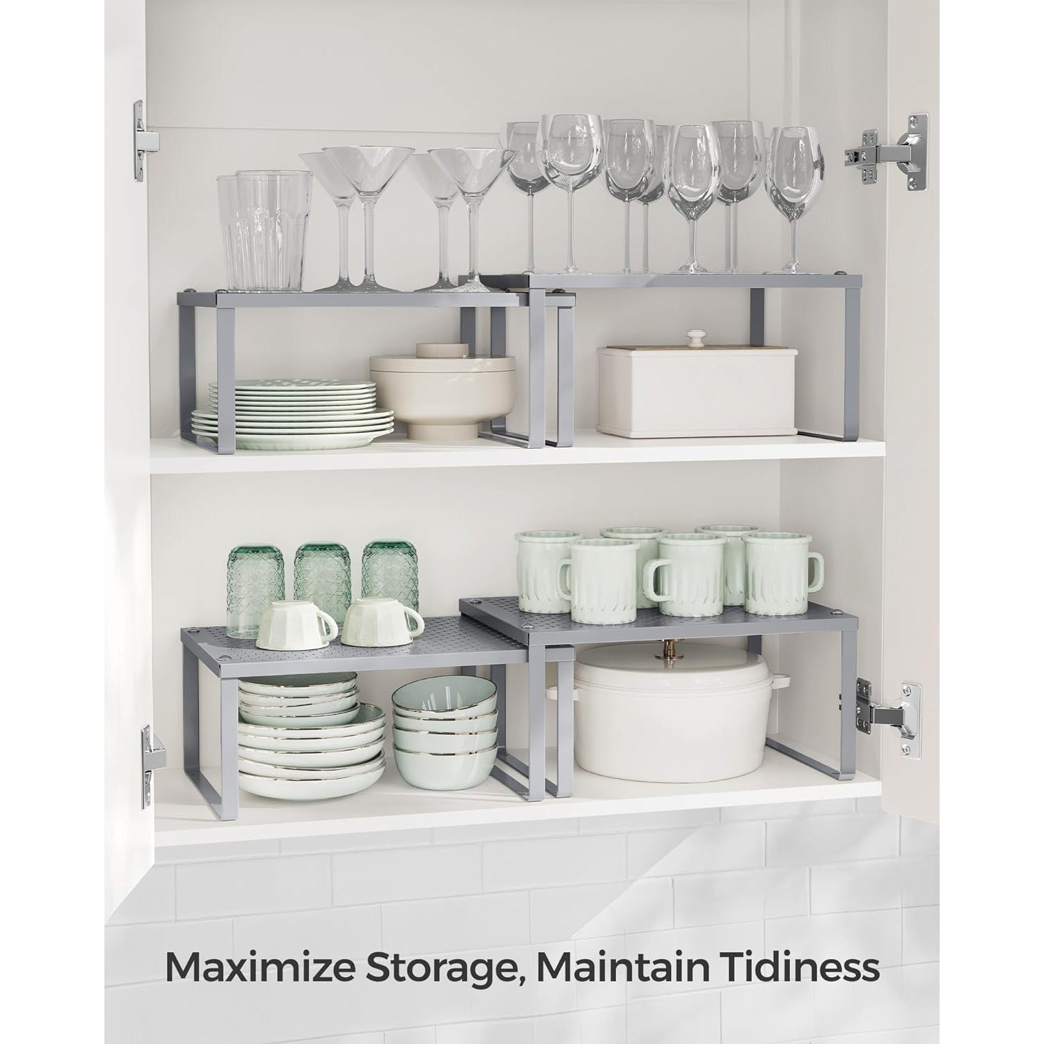Kuhinjski stalak, organizator za začine, set od 2 komada 22,9 x 32,0 x 15,5 cm/21,8 x 32 x 13,7 cm, srebrni | SONGMICS-vitahome.hr