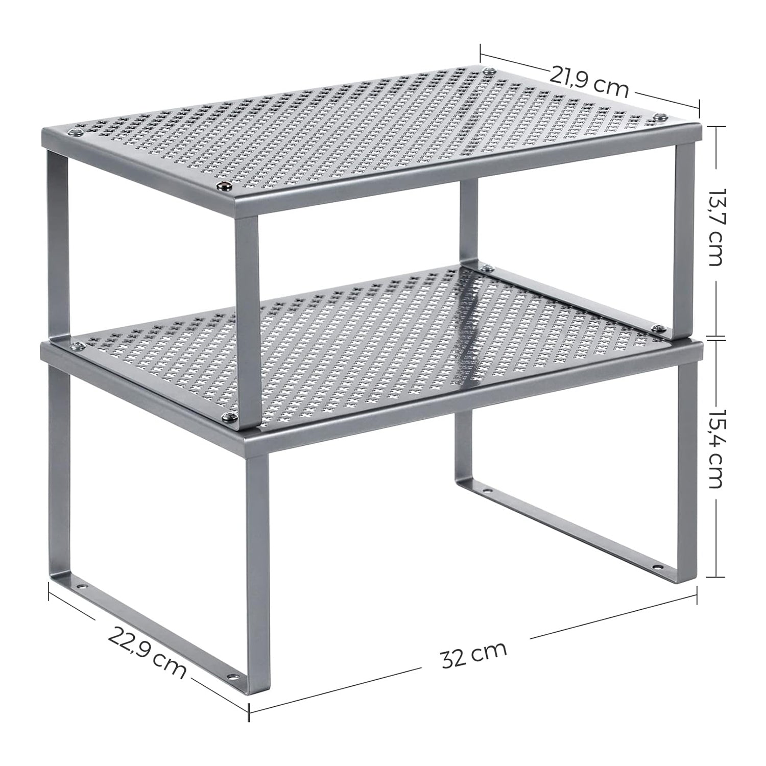 Kuhinjski stalak, organizator za začine, set od 2 komada 22,9 x 32,0 x 15,5 cm/21,8 x 32 x 13,7 cm, srebrni | SONGMICS-vitahome.hr