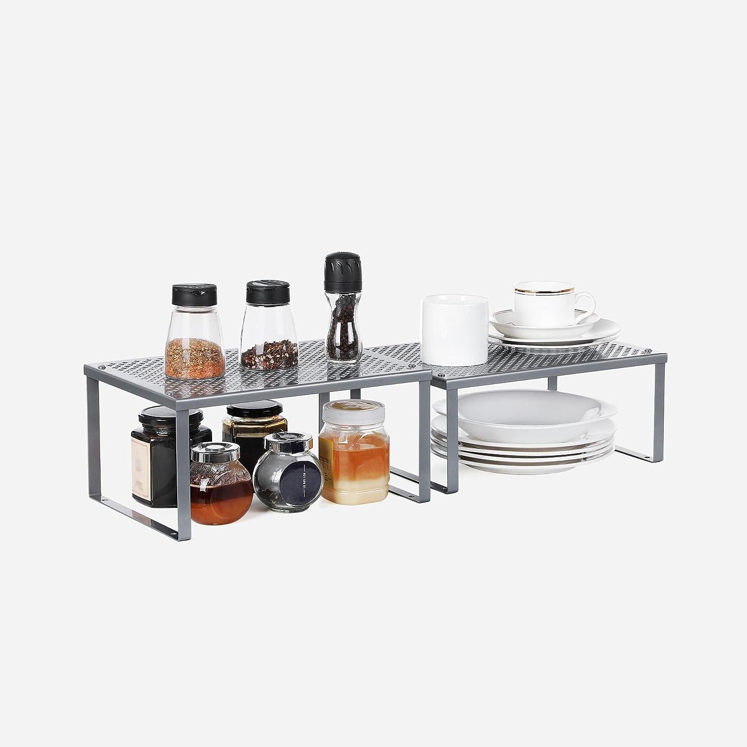Kuhinjski stalak, organizator za začine, set od 2 komada 22,9 x 32,0 x 15,5 cm/21,8 x 32 x 13,7 cm, srebrni | SONGMICS-vitahome.hr