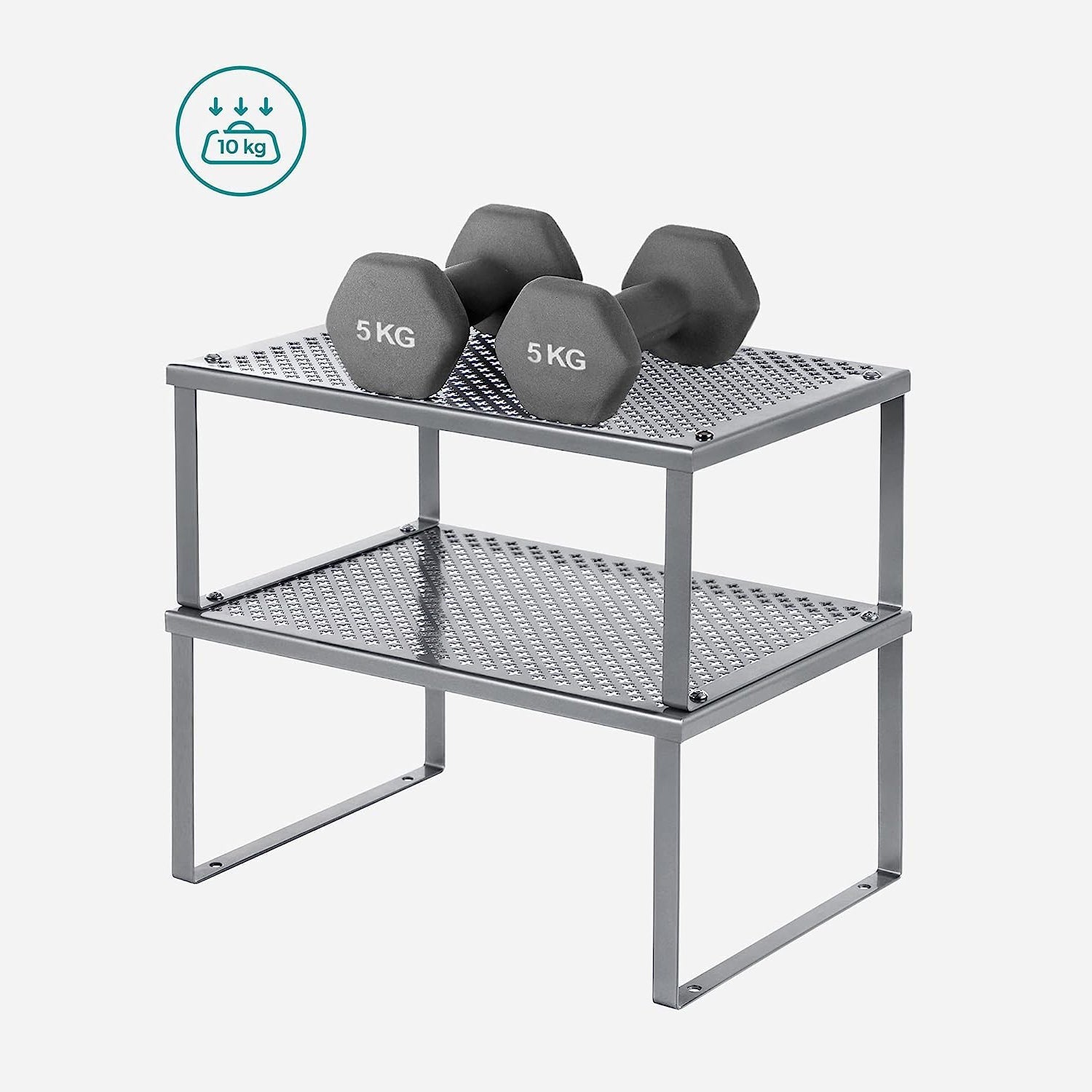 Kuhinjski stalak, organizator za začine, set od 2 komada 22,9 x 32,0 x 15,5 cm/21,8 x 32 x 13,7 cm, srebrni | SONGMICS-vitahome.hr