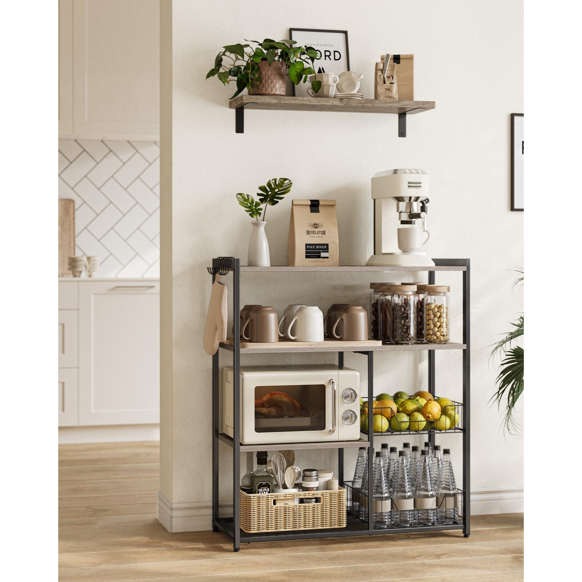 Kuhinski stalak s prostorom za mikrovalnu, 35 x 80 x 95 cm, smeđe crni | VASAGLE-vitahome.hr