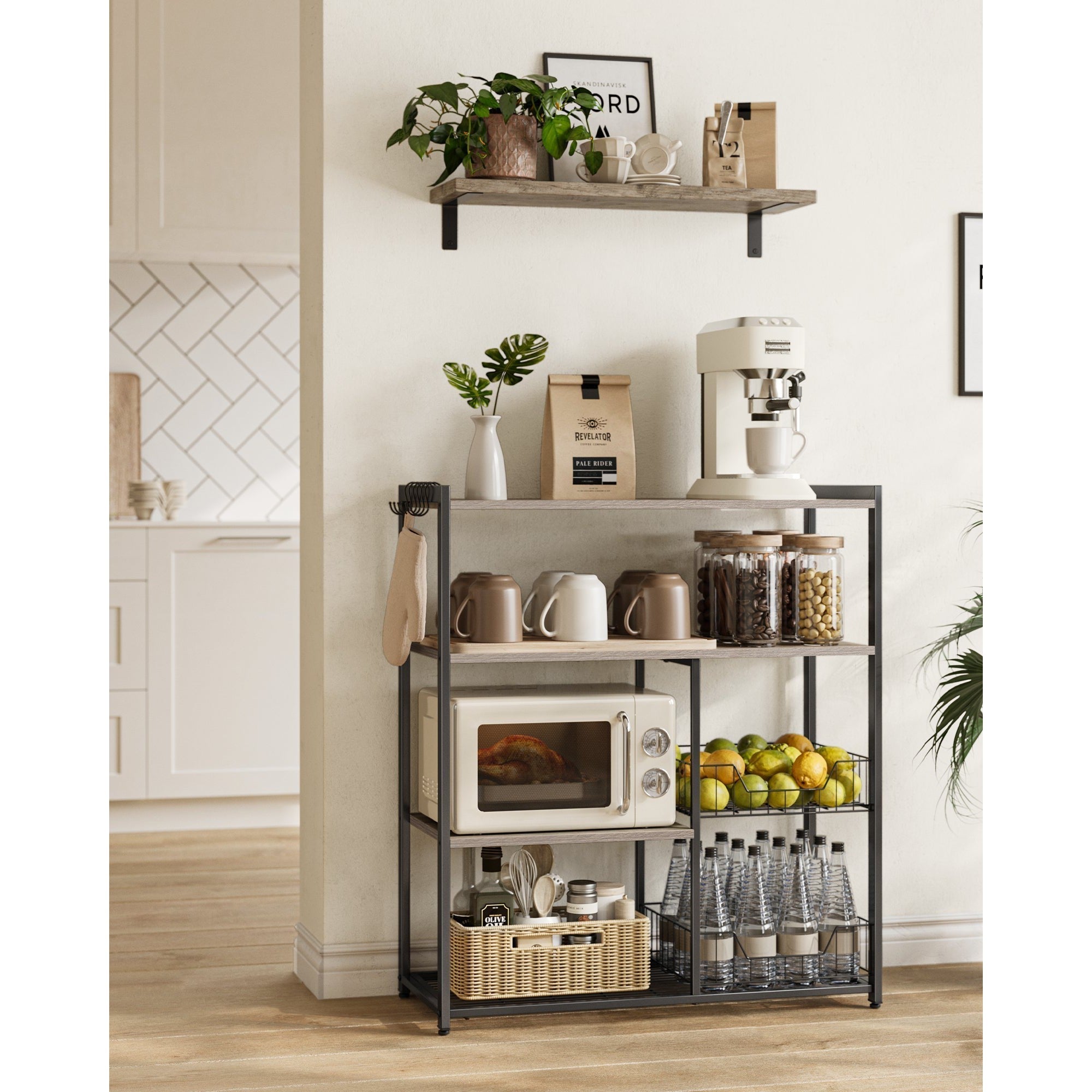 Kuhinski stalak s prostorom za mikrovalnu, 35 x 80 x 95 cm, smeđe crni | VASAGLE-vitahome.hr
