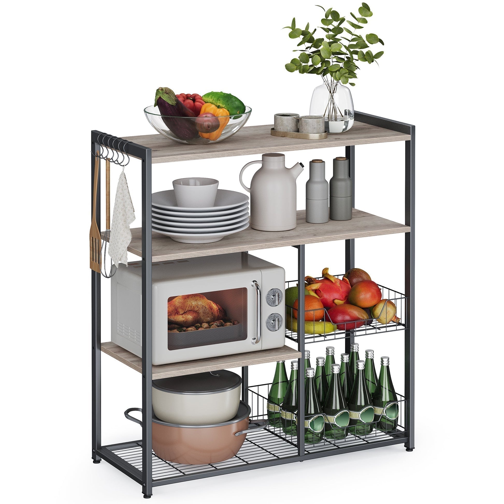 Kuhinski stalak s prostorom za mikrovalnu, 35 x 80 x 95 cm, smeđe crni | VASAGLE-vitahome.hr